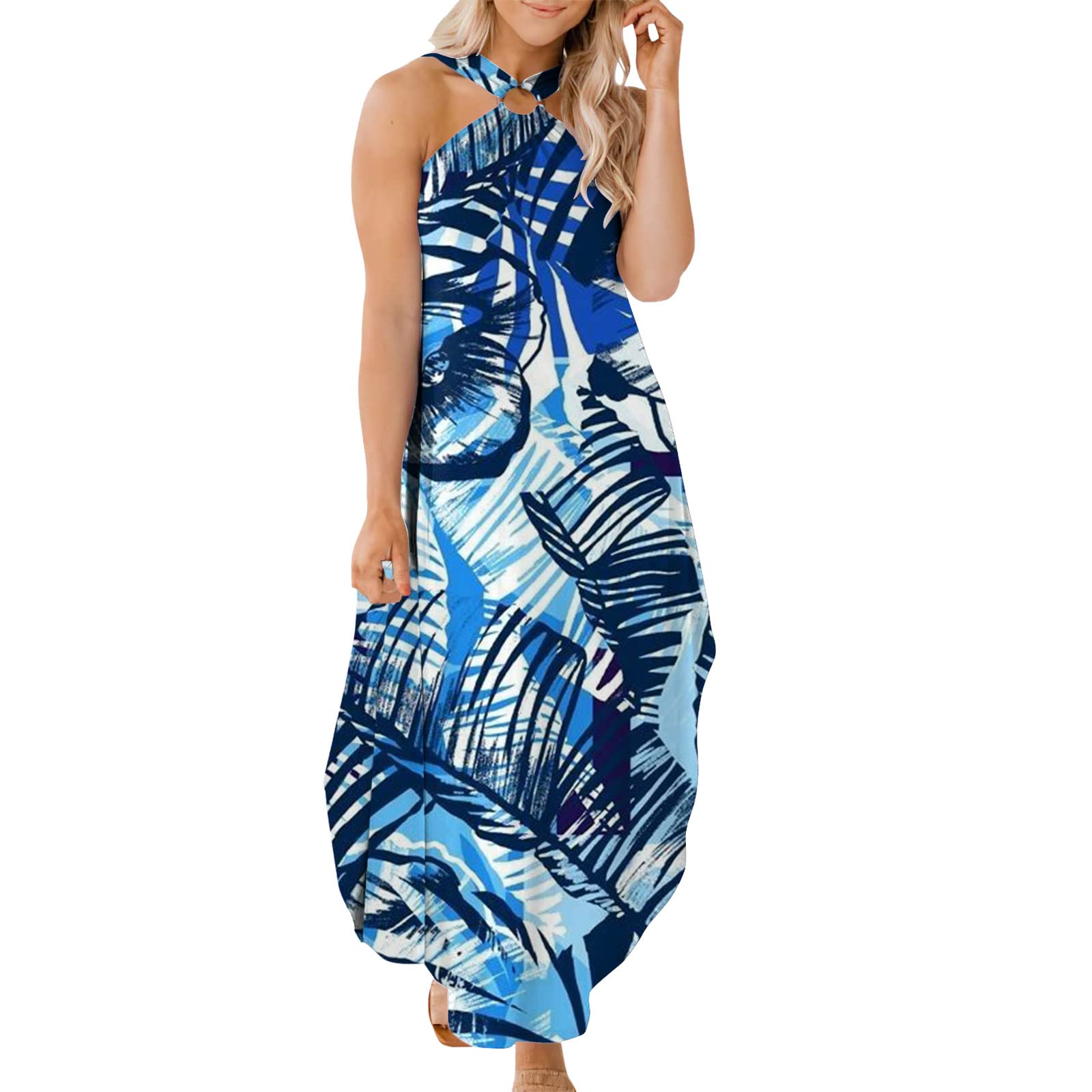 Floral Print Maxi Dress for Women - Summer Casual Spaghetti Strap Sundress | Beach Vacation, Date Night, Outdoor Party Wear