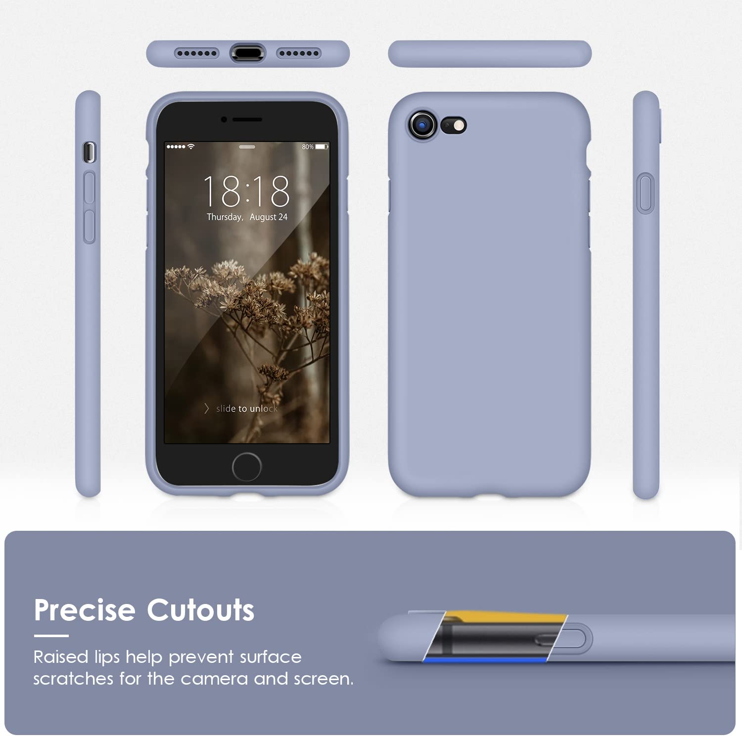 VIKESI Liquid Silicone Phone Case for iPhone SE 2022/2020, iPhone 8 & iPhone 7 (4.7 Inch) - Ultra Soft Protective Cover with Premium Grip for Women, Men & Teens - Blue Purple - Perfect for Daily Use, Work & Travel