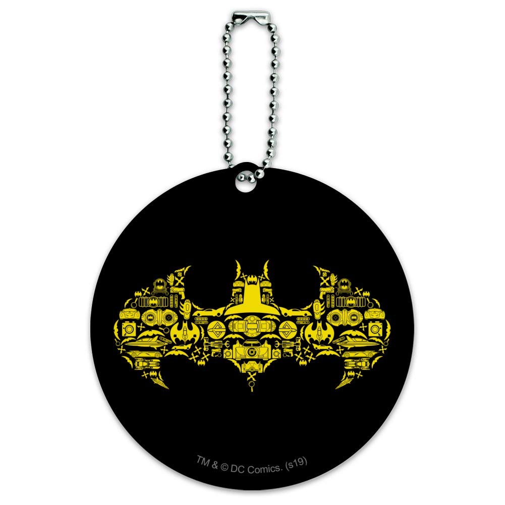 Batman Icons Logo Round Luggage ID Tag - Durable Suitcase Identification Card for Carry-On Bags | Perfect for Travel, Business Trips & Superhero Fans