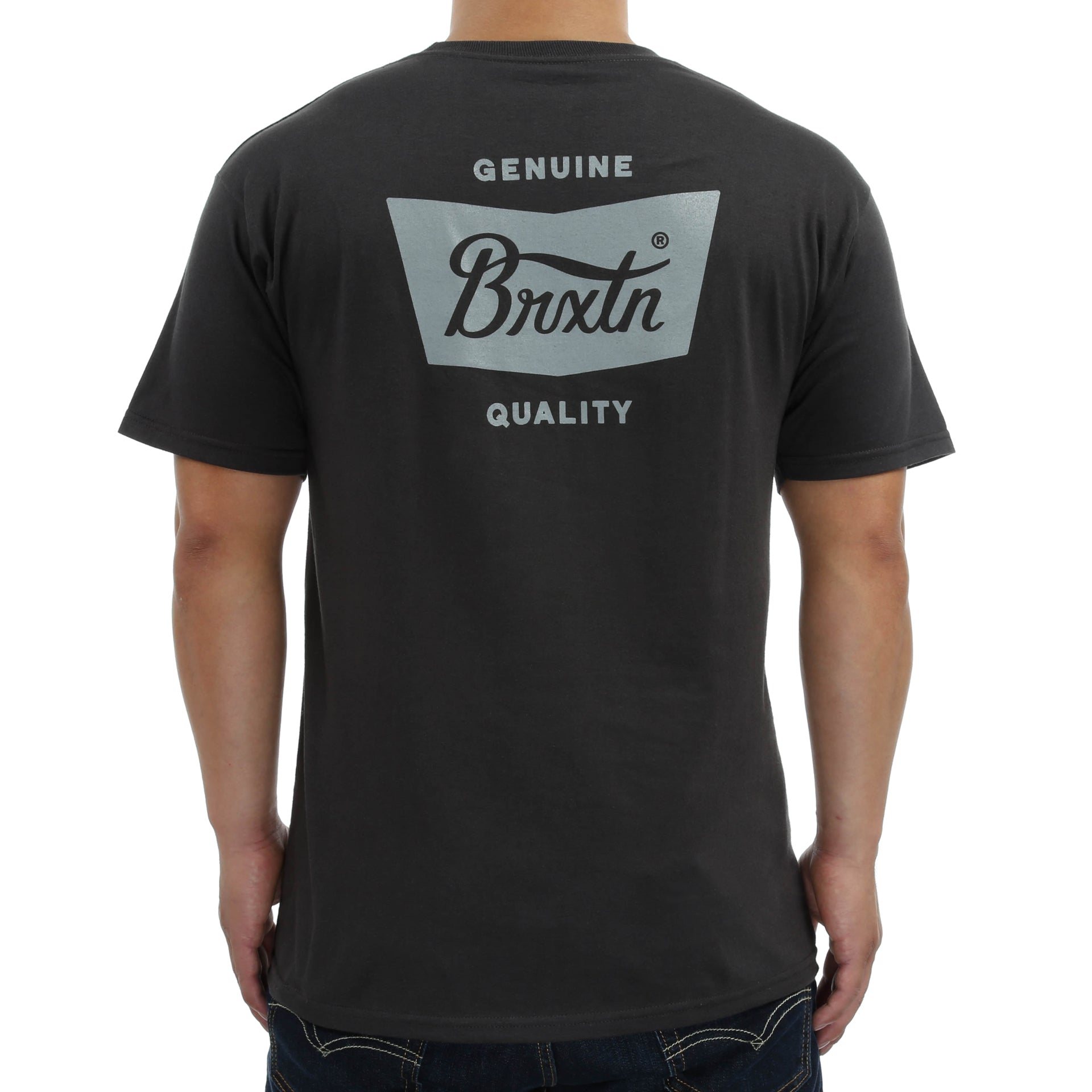 Brixton Stith Short Sleeve Standard T-Shirt for Men - Soft Washed Black Cotton Tee - Casual Wear, Street Style, Everyday Outfit