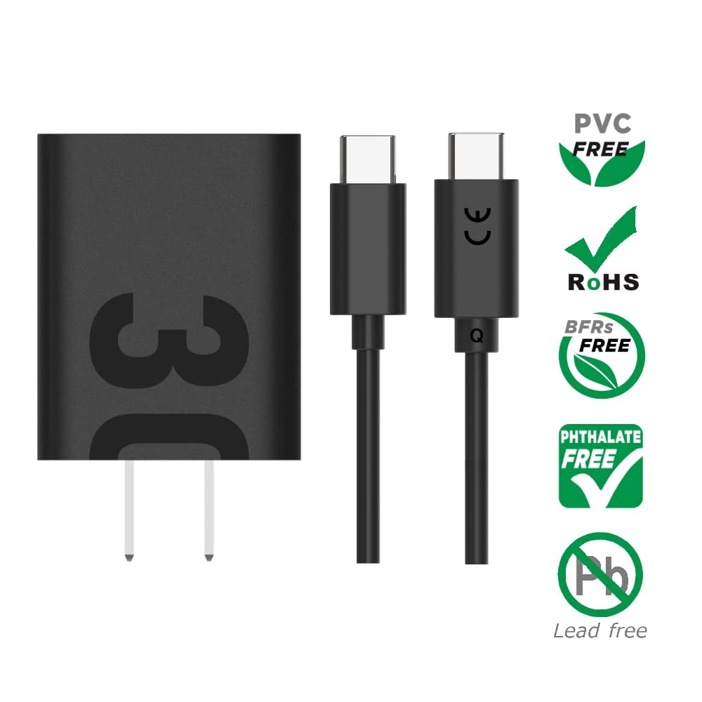 Motorola TurboPower 30W USB-C Fast Charger with 1m USB-C to USB-C Cable - Compatible with Moto G Power 5G (2024), Edge 5G UW, Edge+ (2022/2023), Razr+ (2023), ThinkPhone - Perfect for Travel, Home & Office Fast Charging