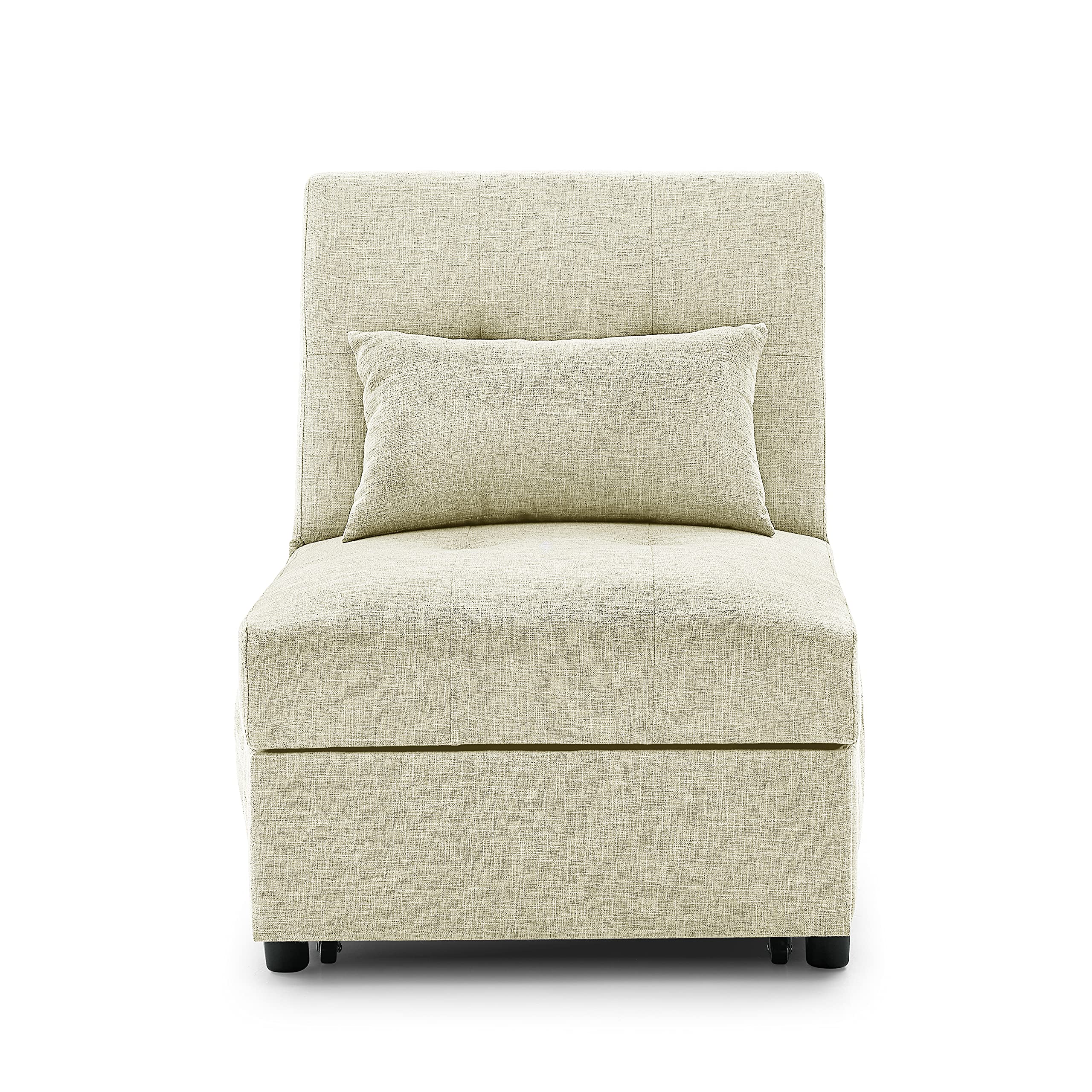 4-in-1 Ottoman Sleeper Chair - Convertible Folding Sofa Bed with Storage Bag | Single Bed, Chaise Lounge & Space-Saving Furniture for Small Apartments, Guest Rooms & Dorm Living (Beige)