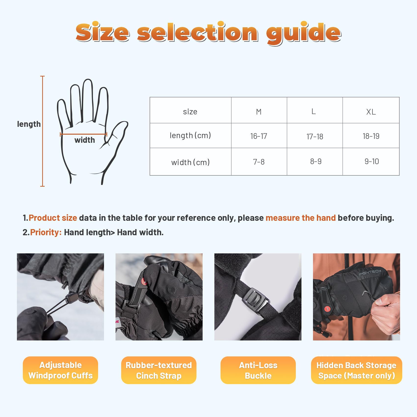 PGYTECH Rechargeable Electric Heating Gloves for Photographers, Skiing, Snowboarding - Winter Warm Gloves for Outdoor Activities, Cold Weather Gear