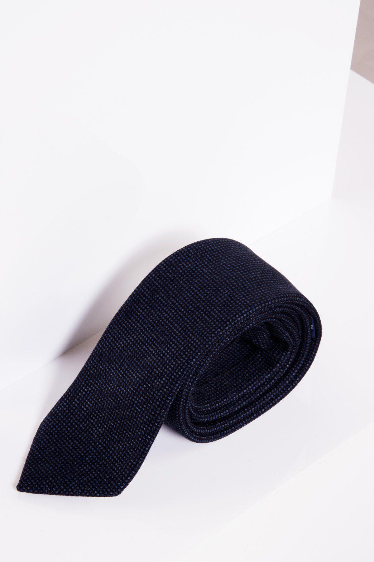 Callum Navy Blue Birdseye Pattern Silk Tie for Men - Perfect for Weddings, Business Meetings & Formal Events