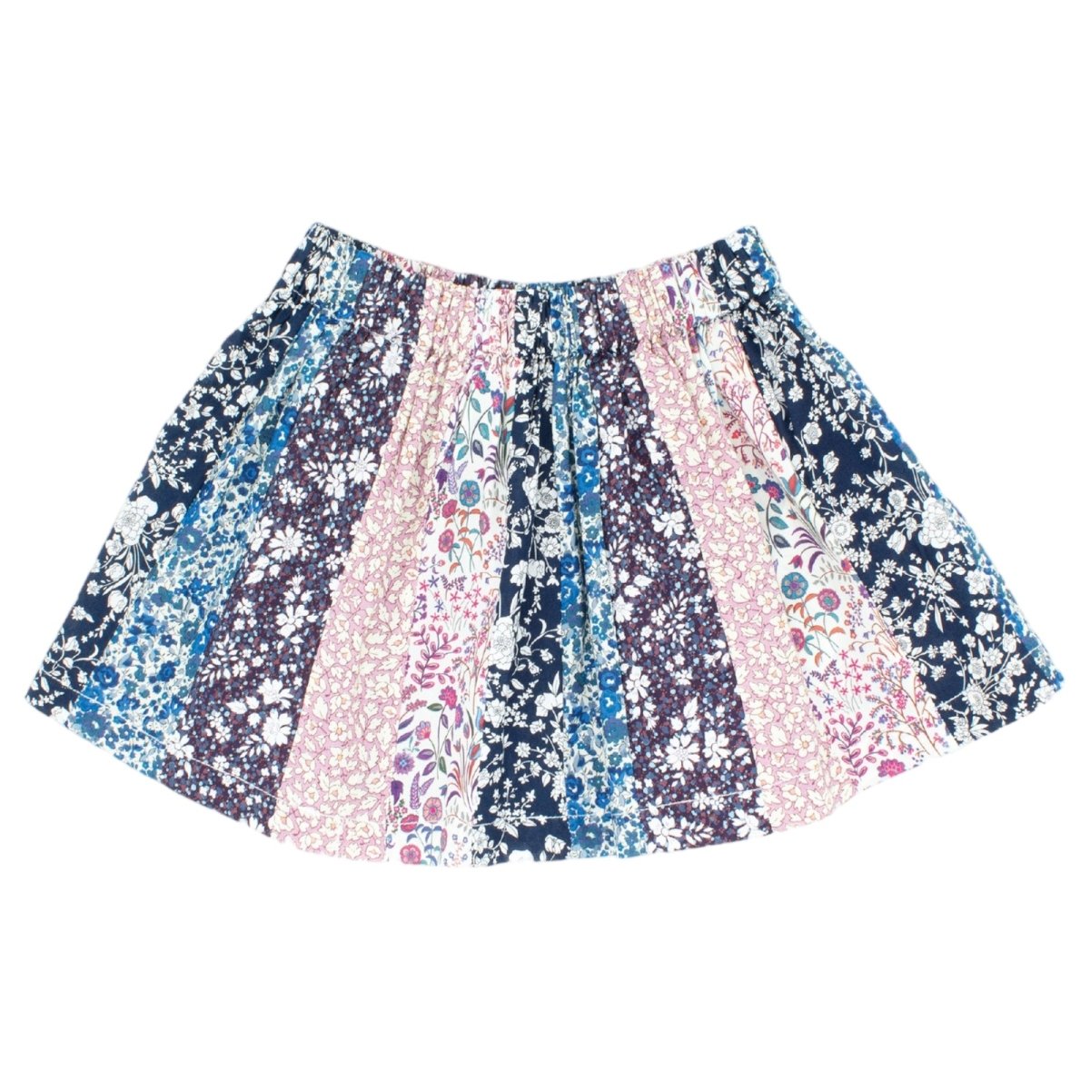 Emma Patchwork Skirt for Women - Boho Floral Printed Midi Skirt with Elastic Waist | Perfect for Summer, Beach, and Casual Outfits