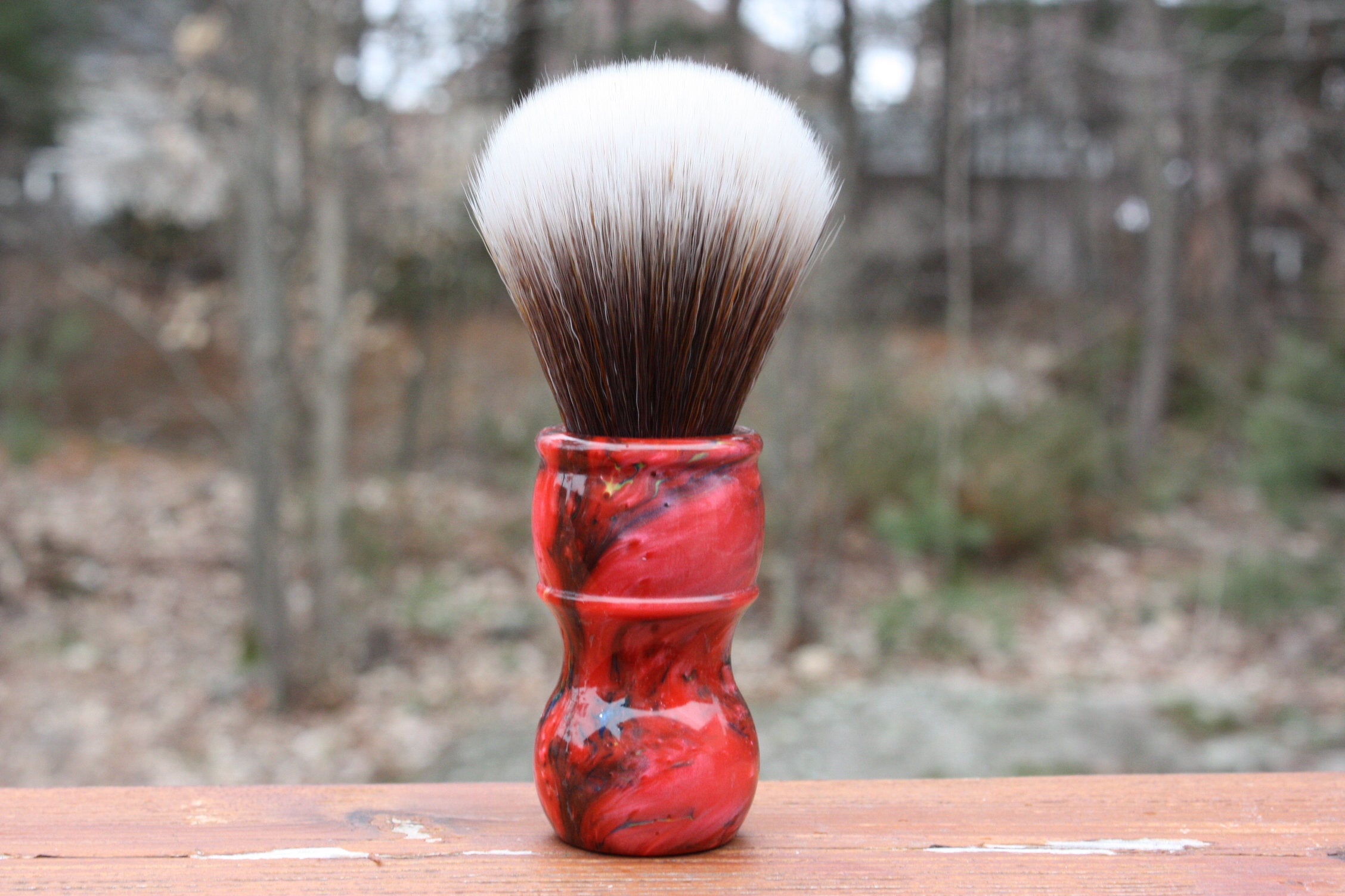 24MM SynBad Shaving Brush with Ruby Ripple Handle - Premium Badger Hair Shaving Brush for Men, Wet Shaving & Grooming Kit Essential, Perfect for Luxury Shaving Experience at Home or Travel