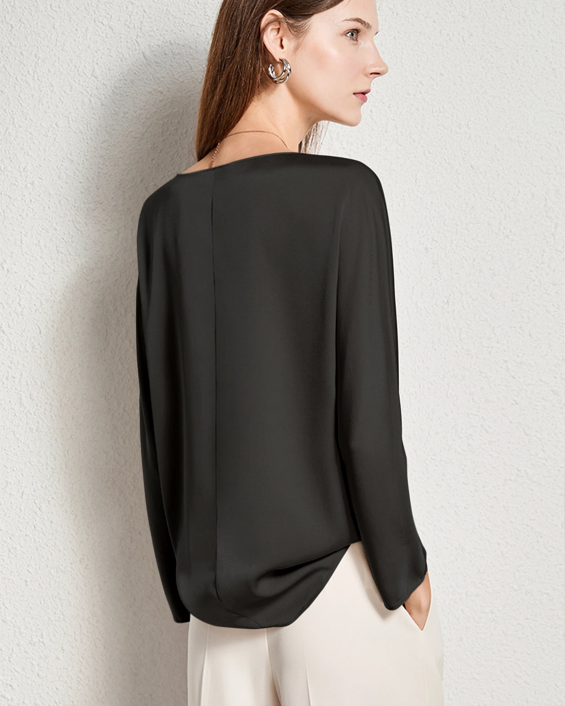 Women's Basic Round Neck Silk Blouse - Elegant & Comfortable Silk Shirt for Work & Casual Wear | Perfect for Office, Date Night & Special Occasions
