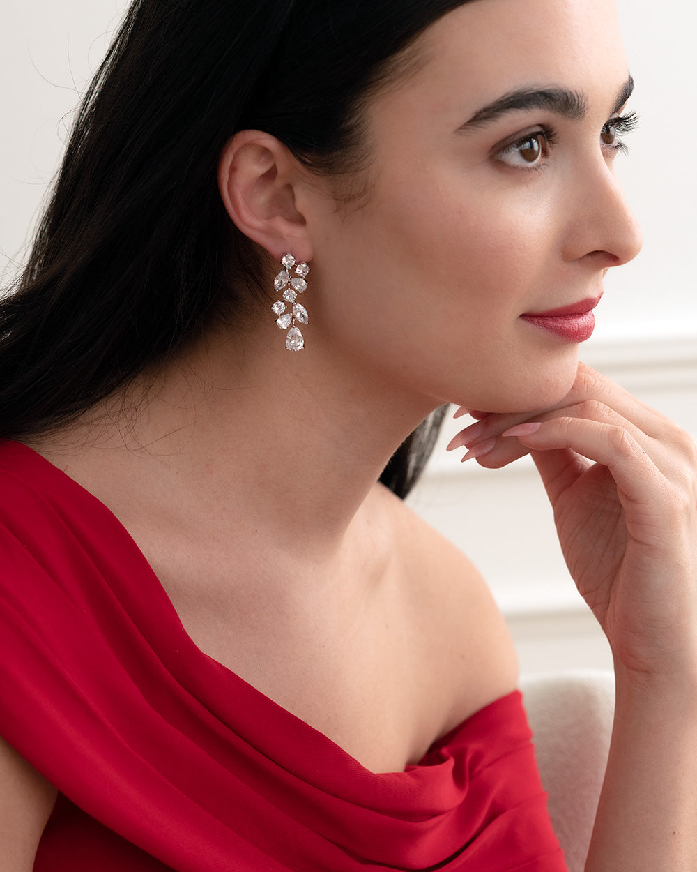 Elegant Scattered Vine CZ Stud Earrings for Women - Sparkling Cubic Zirconia Jewelry - Perfect for Weddings, Parties & Everyday Wear