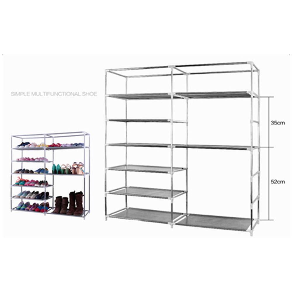 9-Tier Double Row Shoe Rack Organizer with Non-Woven Fabric Cover - Stackable Shoe Storage Cabinet for Entryway, Closet & Bedroom Organization (Gray)