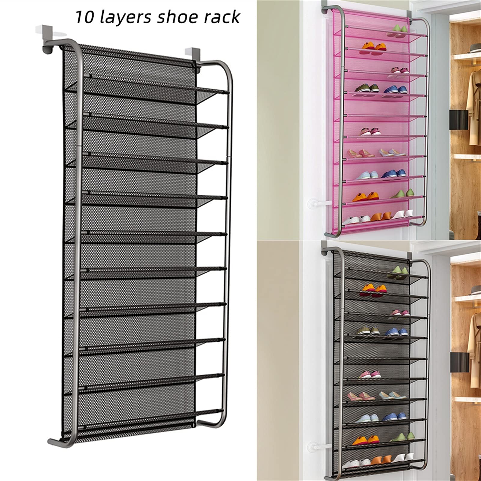 36 Pair Over The Door Shoe Organizer - Space Saving Wall Mounted Hanging Shoe Rack with Storage Pockets for Closet, Bedroom & Entryway (Light Grey) - Perfect for Small Spaces & Apartment Organization