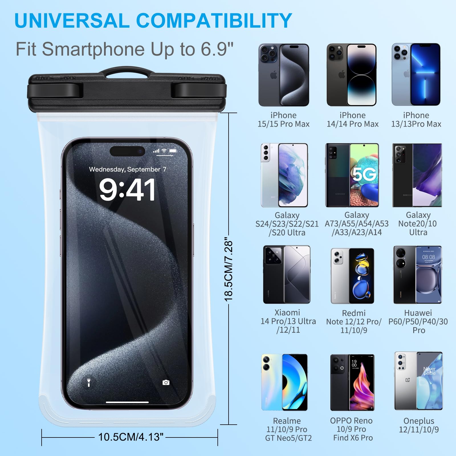 Waterproof Phone Pouch [2-Pack] IPX8 Submersible Case for iPhone 15 Pro Max 14 13 & Galaxy S24 S23 Ultra (Fits Up to 6.9