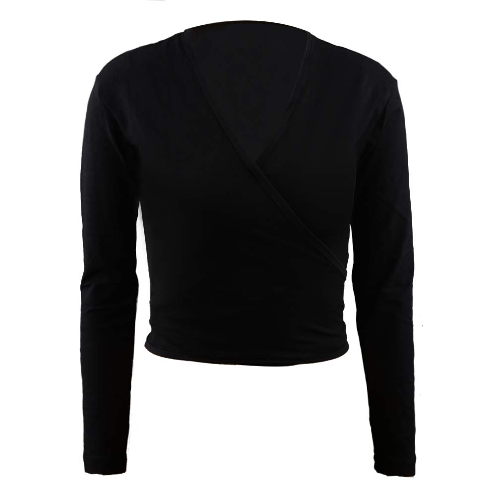 Girls Ballet Wrap Top - Cotton Long Sleeve Self-Tie Dance Cardigan for Ballet Class, Practice & Performance