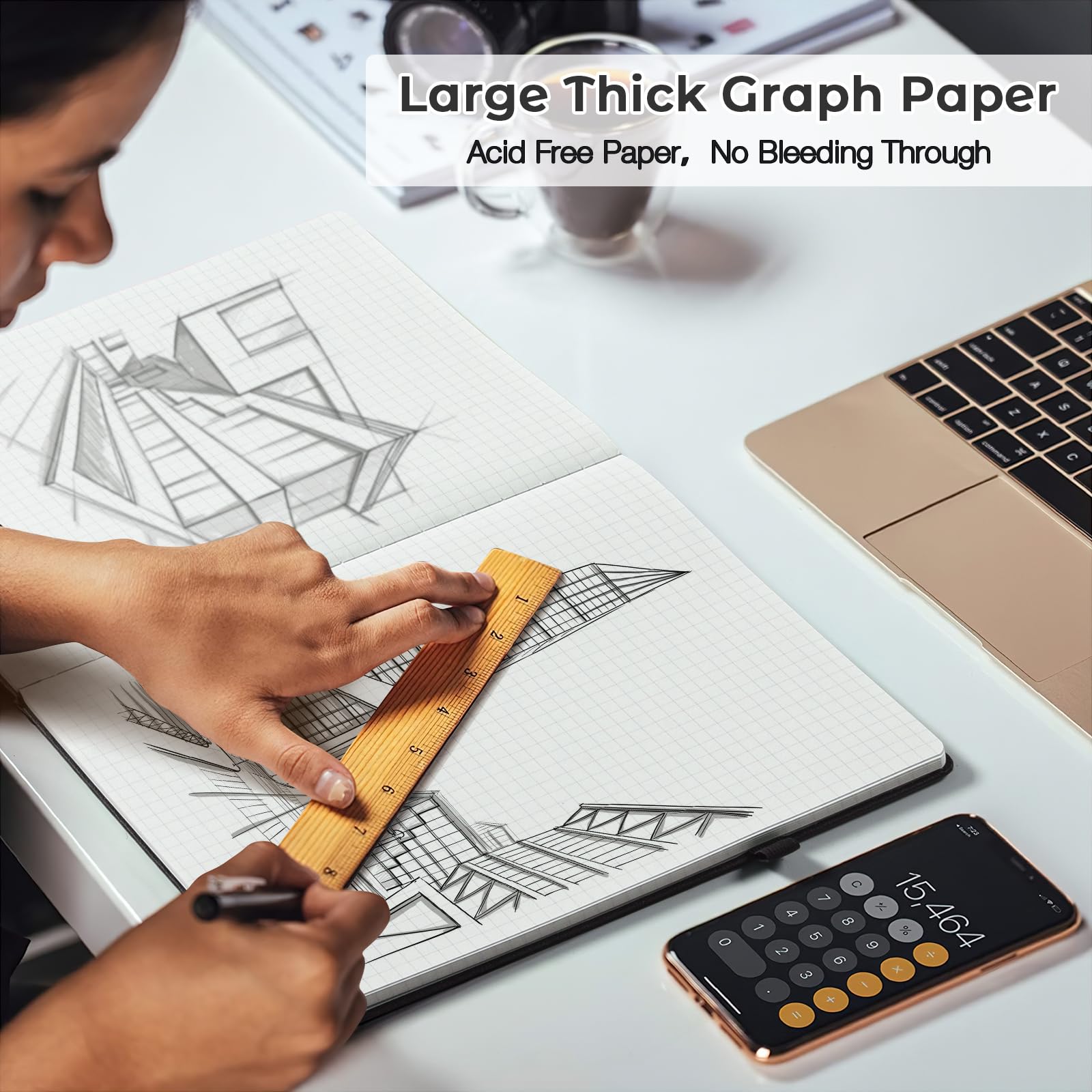 Premium Hardcover Graph Paper Notebook - 8.5