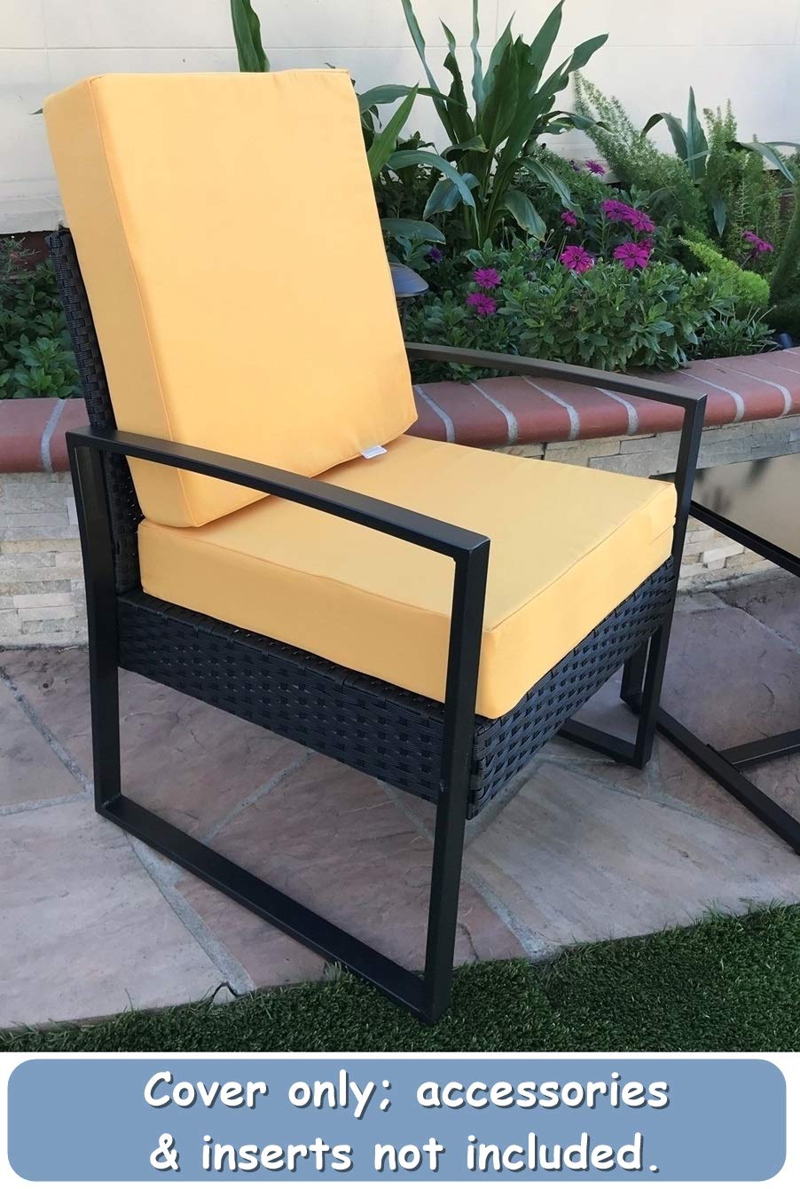 Sunflower Yellow Waterproof Outdoor Patio Chair Cushion Covers (25x25x5 Inches, Set of 4) - Cozy & Durable Seat Pillows for Garden, Deck, Poolside & Backyard Furniture