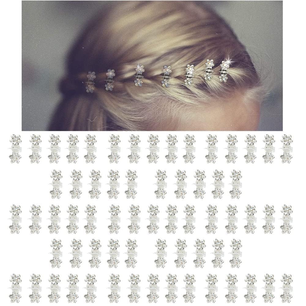 KROGER 36 Pcs Small Hair Clips - Mini No-Slip Grip Hair Claw Clips with Rhinestones for Women & Girls (Silver-White Crystal) - Perfect for School, Work, Parties & Everyday Styling