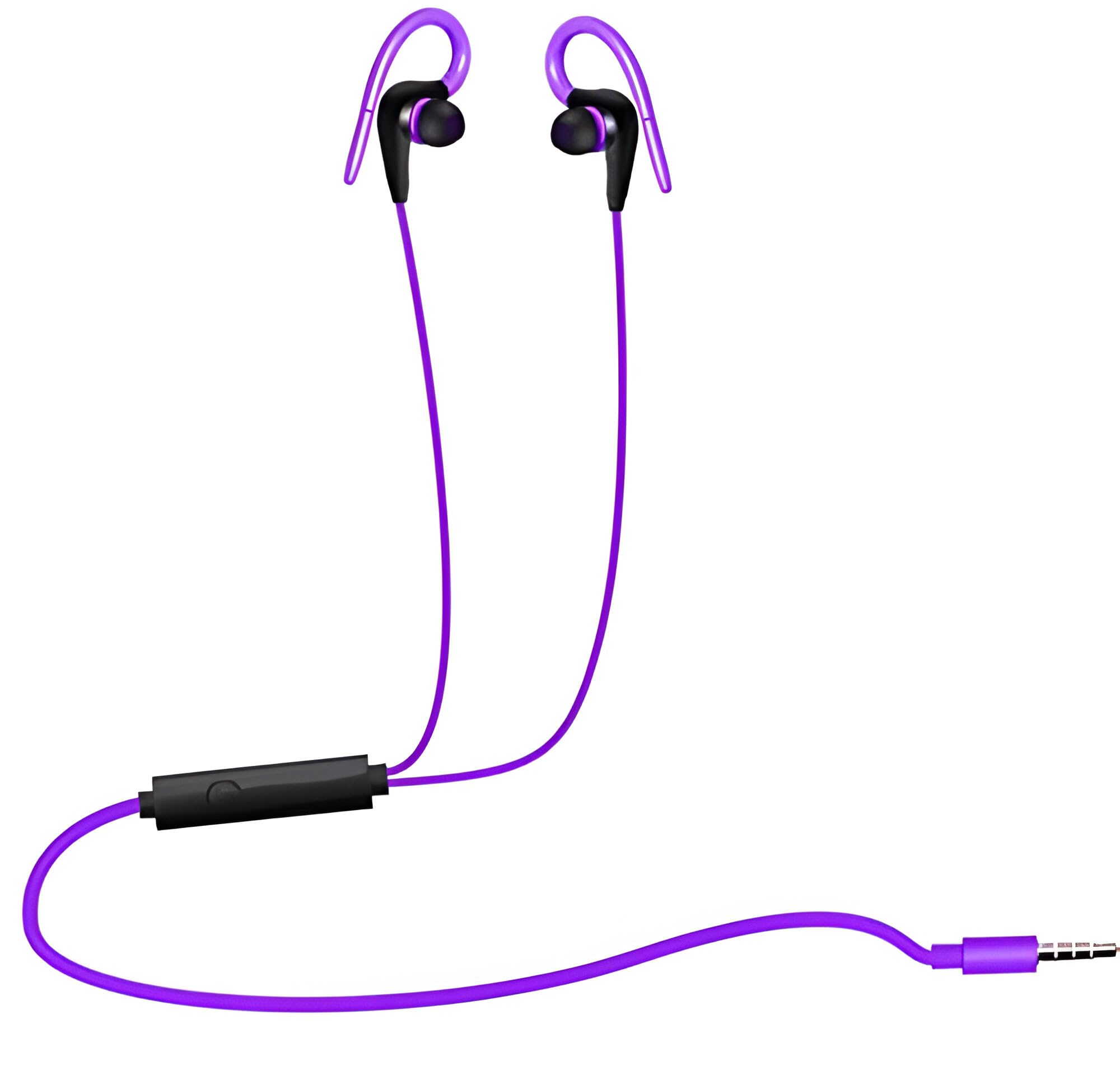 Premium Wired Earphones with Built-in Mic - Stereo Sound & Noise Canceling Headphones for Running, Gym, Sports - Comfortable for Cooking & Daily Use (Purple)