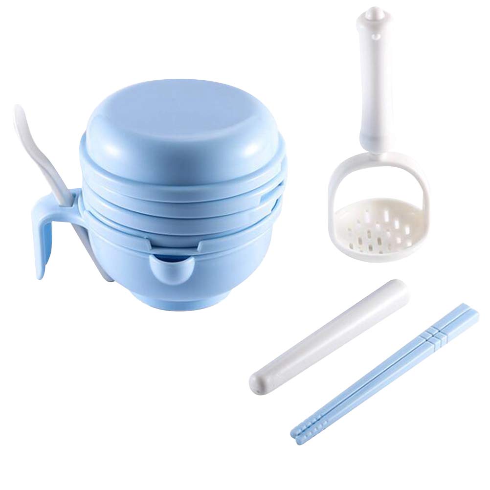 1 Set Baby Food Grinder - Manual Multifunctional Food Processor for Infant Feeding, Baby Food Supplement & Complementary Feeding Tool (Sky Blue) | Perfect for Homemade Purees, Travel & On-the-Go Meals