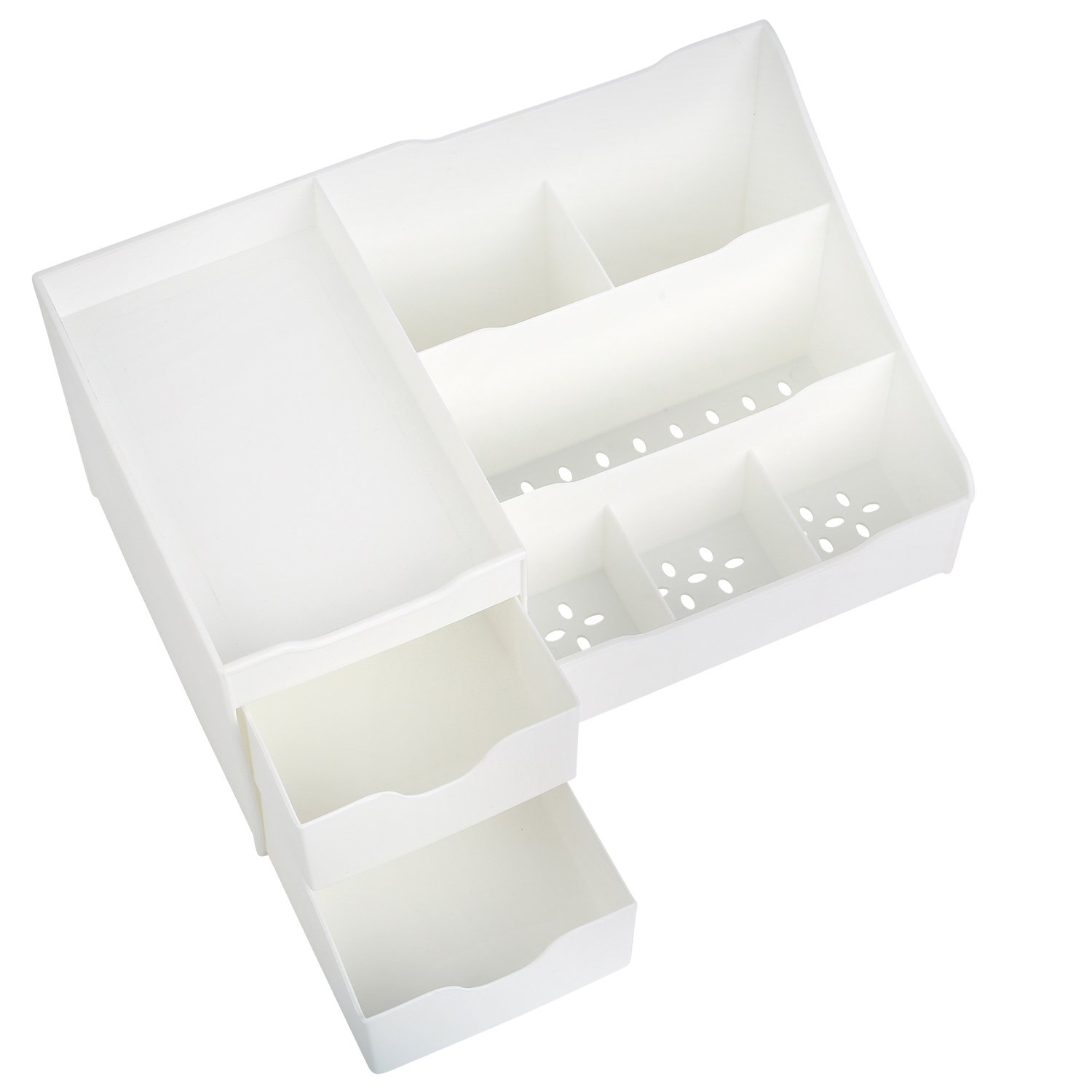Mantello Cosmetic Storage Organizer - White Makeup Jewelry Organizer for Vanity, Bathroom Counter & Dresser - Perfect for Cosmetics, Jewelry & Hair Accessories Storage - Ideal for Home, Travel & Salon Use