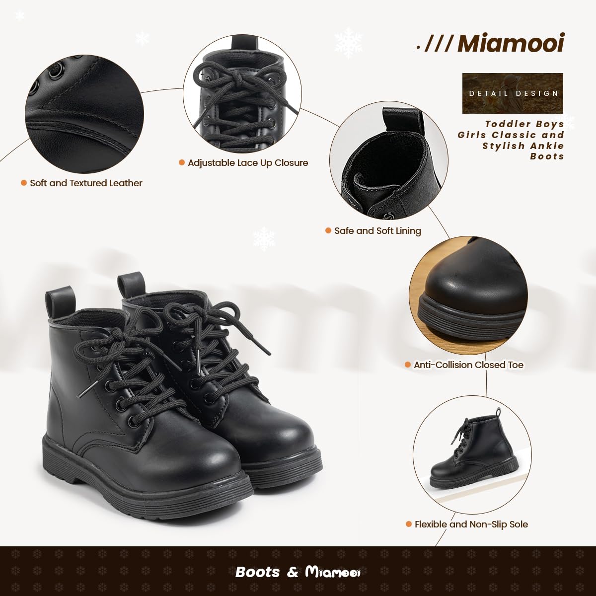 **Miamooi Toddler Girls & Boys Combat Ankle Boots - Waterproof Leather Chelsea Booties for Kids - Comfortable Outdoor Fall Shoes (Toddler/Little Kid) - Perfect for Playground, Hiking & Everyday Wear**