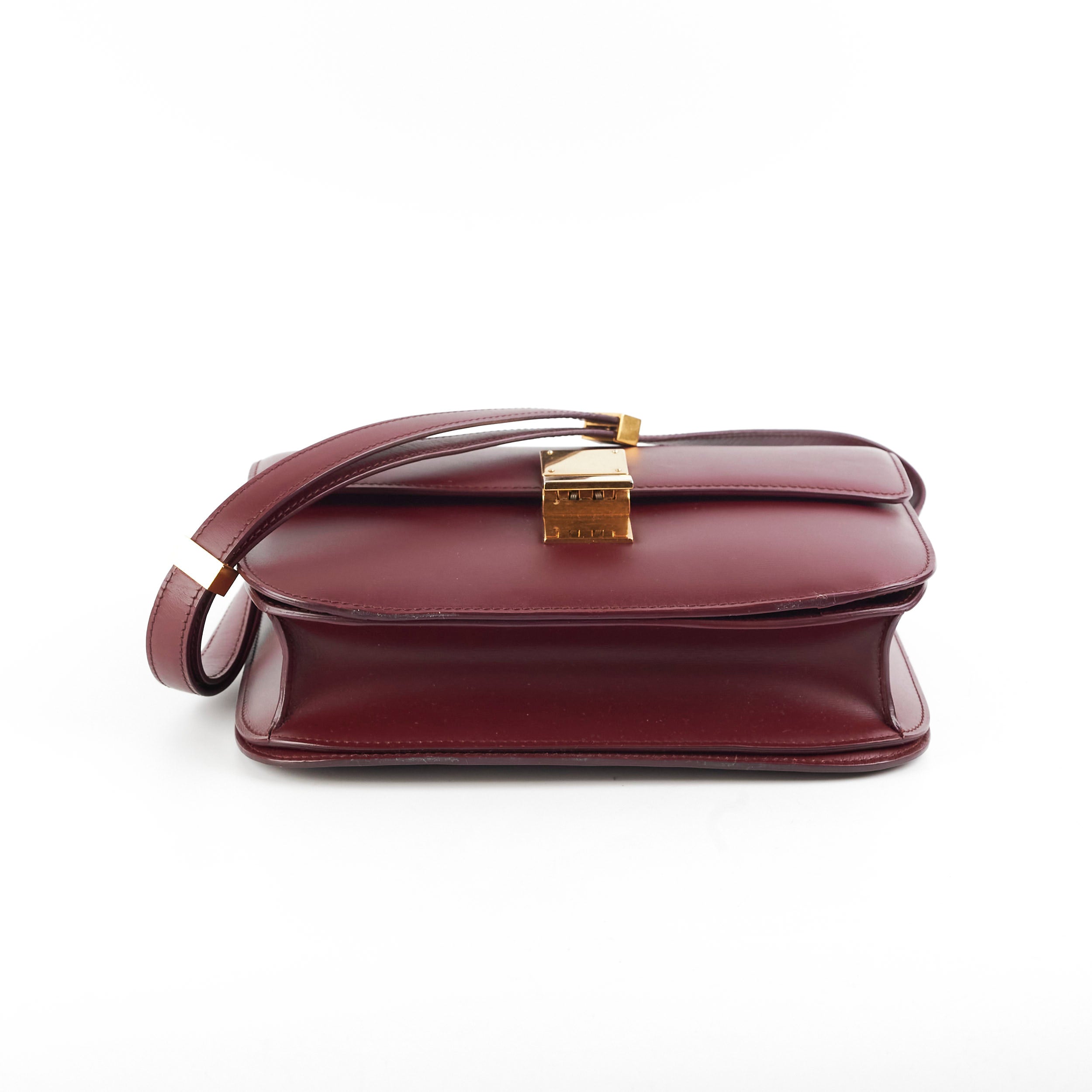 Celine Medium Box Burgundy Leather Crossbody Bag for Women | Luxury Designer Shoulder Purse | Perfect for Work, Travel & Evening Out