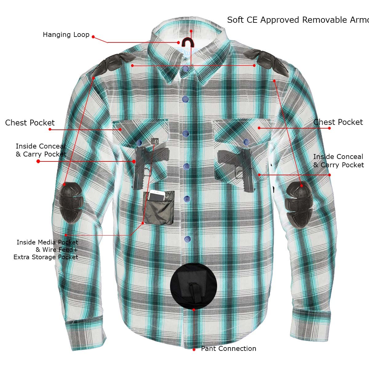 Milwaukee Leather MPM1645 Men's CE Armored Biker Shirt - Aramid Fiber Reinforced Plaid Flannel Motorcycle Jacket - X-Large Blue - Perfect for Riding & Outdoor Adventures
