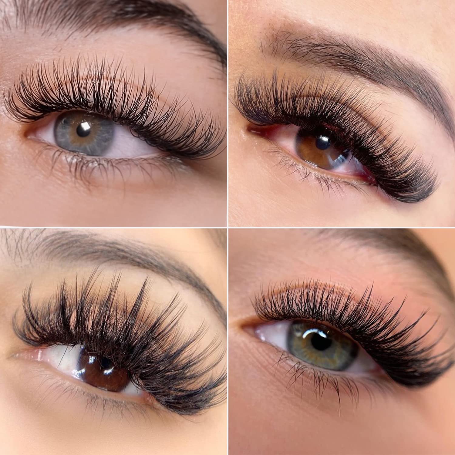 VEYES INC Professional Easy Fan Volume Lash Extensions - 0.03 C Curl 8-16mm - Matte Black Self-Fanning Eyelashes for Lash Technicians | Mixed & Single Length Tray (03/05/07 J/B/L/C/CC/D/DD Curl 8-25mm) | Perfect for Salon Use, Bridal Makeup & Volume Lash Extensions