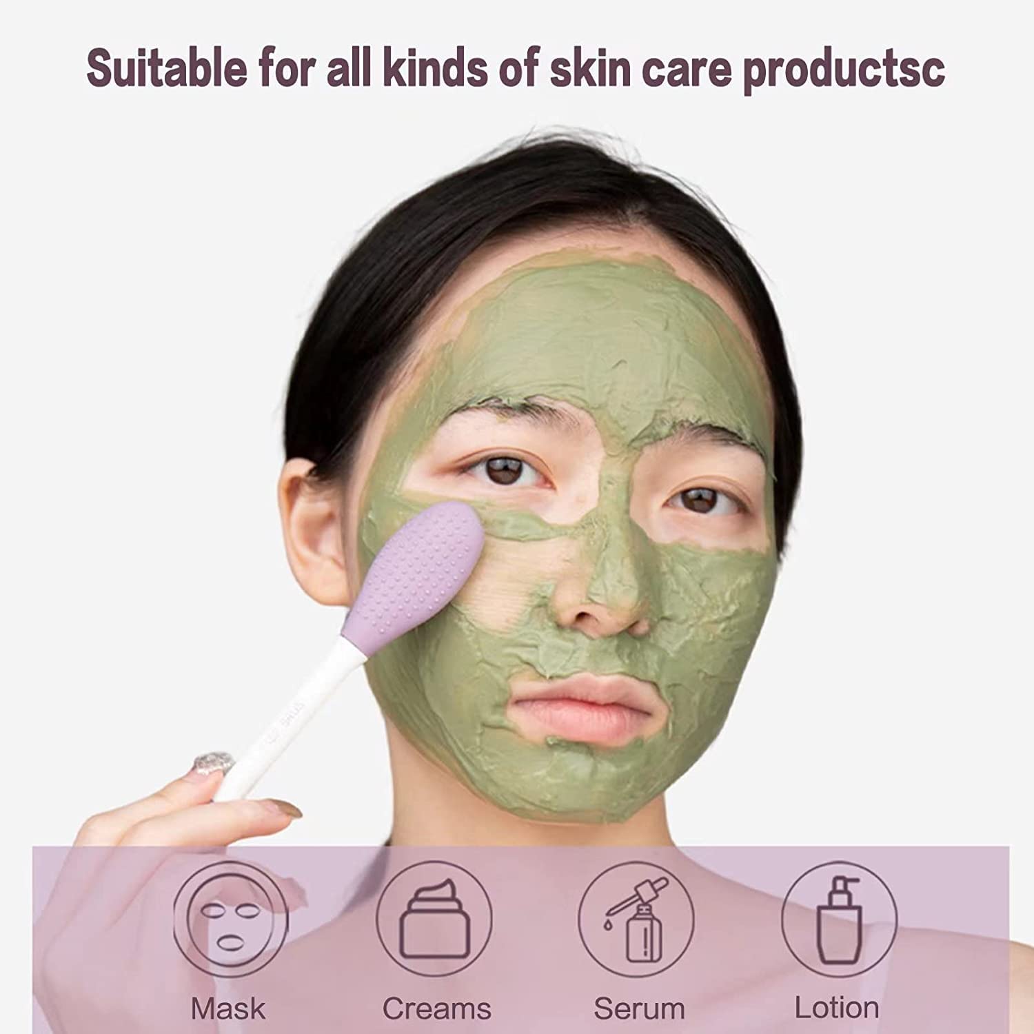 MAPPERZ Double Head Silicone Face Mask Brush - Soft Facial Cleansing Brush for Mud, Clay, DIY & Modeling Masks, BB/CC Cream & Body Lotion Application - Pore Cleaner & Skin Care Tool (Random Color) | Perfect for At-Home Spa, Professional Facials & Makeup Application
