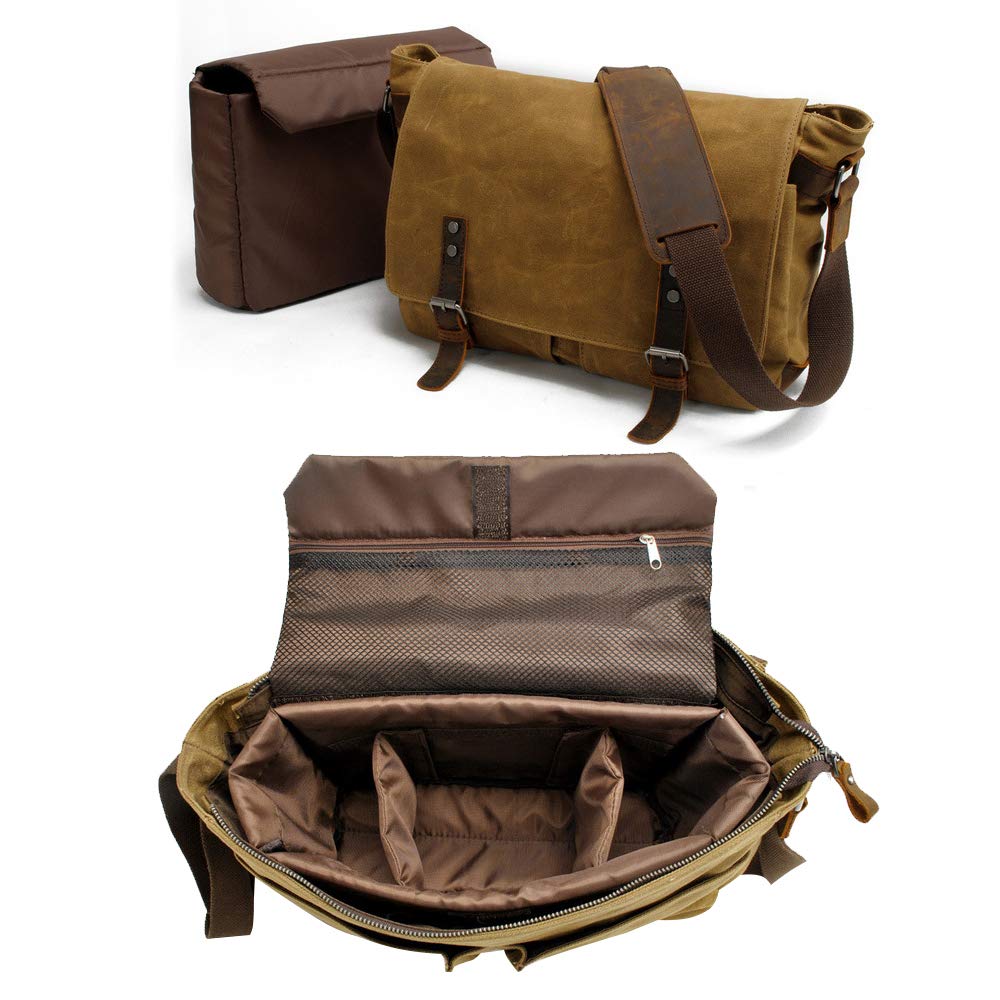 Durable Oil Wax Canvas Camera Backpack for SLR & Outdoor Use