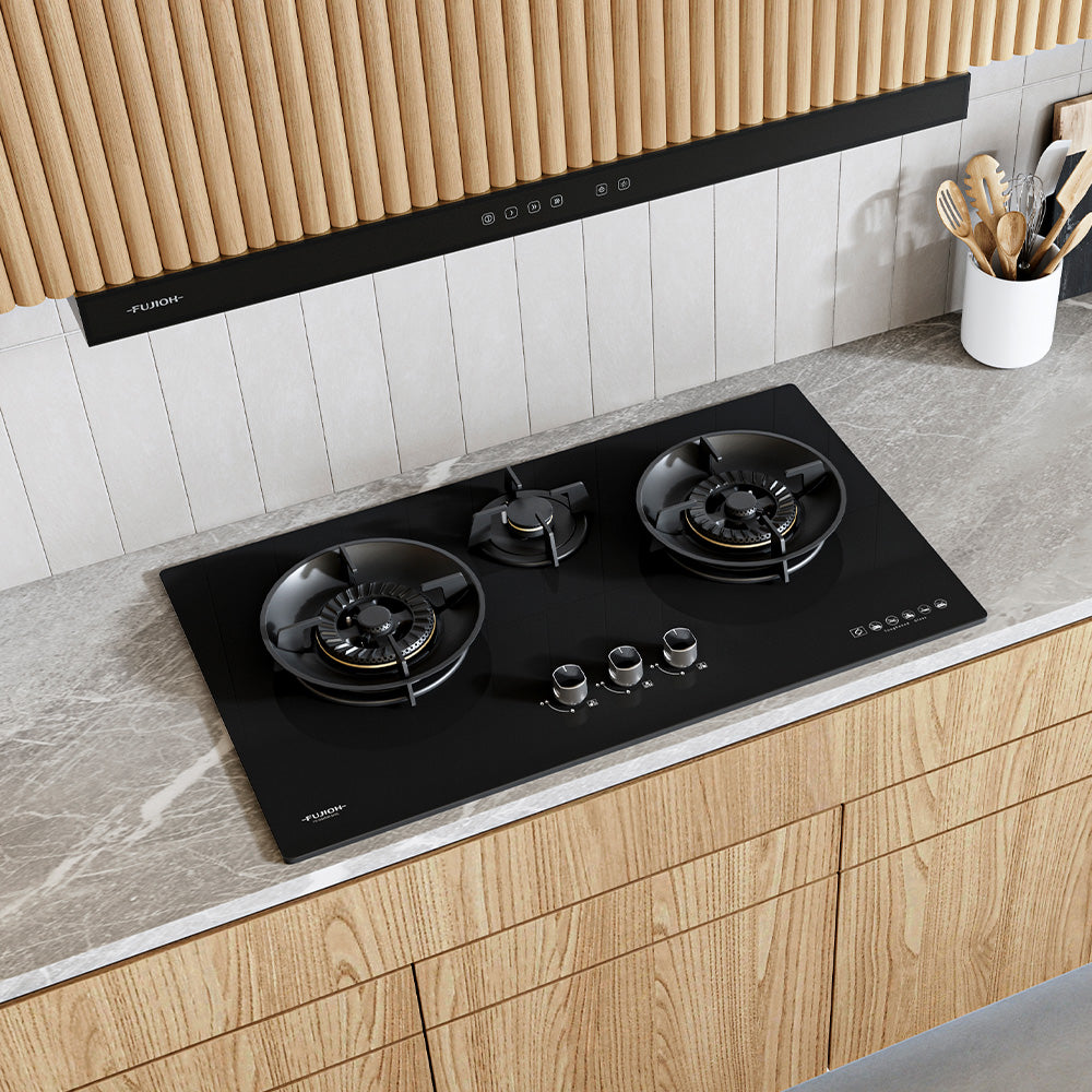 FH GS6530 SVGL TG 3 Burner Gas Stove with Dual Size Burners - Perfect for Home Cooking, Grilling & Outdoor Camping