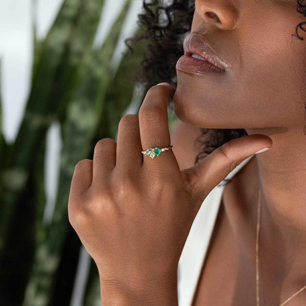Green Ocean Starry Cluster Ring - Elegant Blue Gemstone Jewelry for Women, Perfect for Parties, Weddings & Date Nights