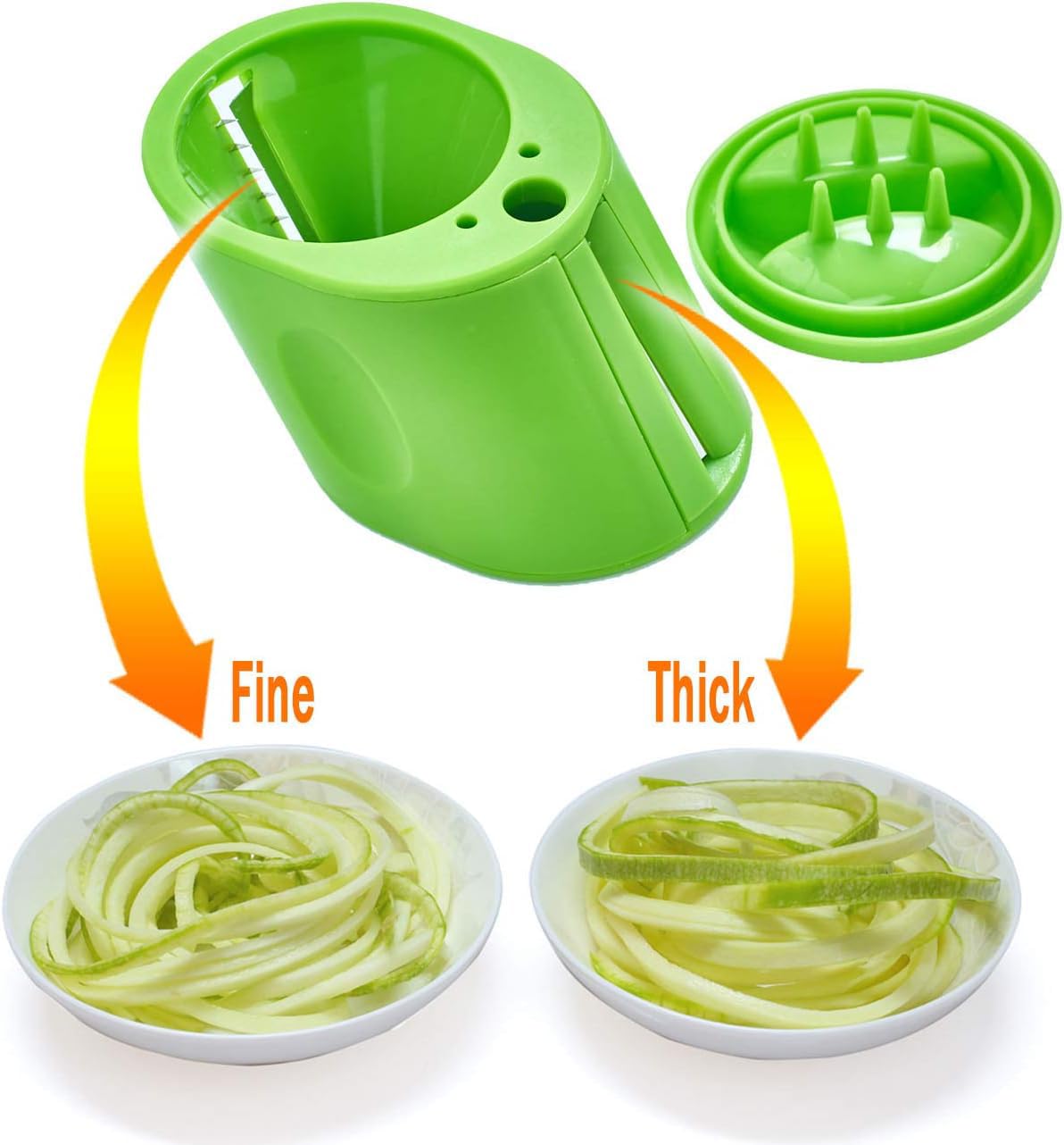 2 in 1 Vegetable Spiralizer - Handheld Zucchini Noodle Maker & Spaghetti Cutter for Healthy Veggie Pasta, Low Carb Meals, and Keto Diet - Perfect for Salads, Stir Fry, and Meal Prep