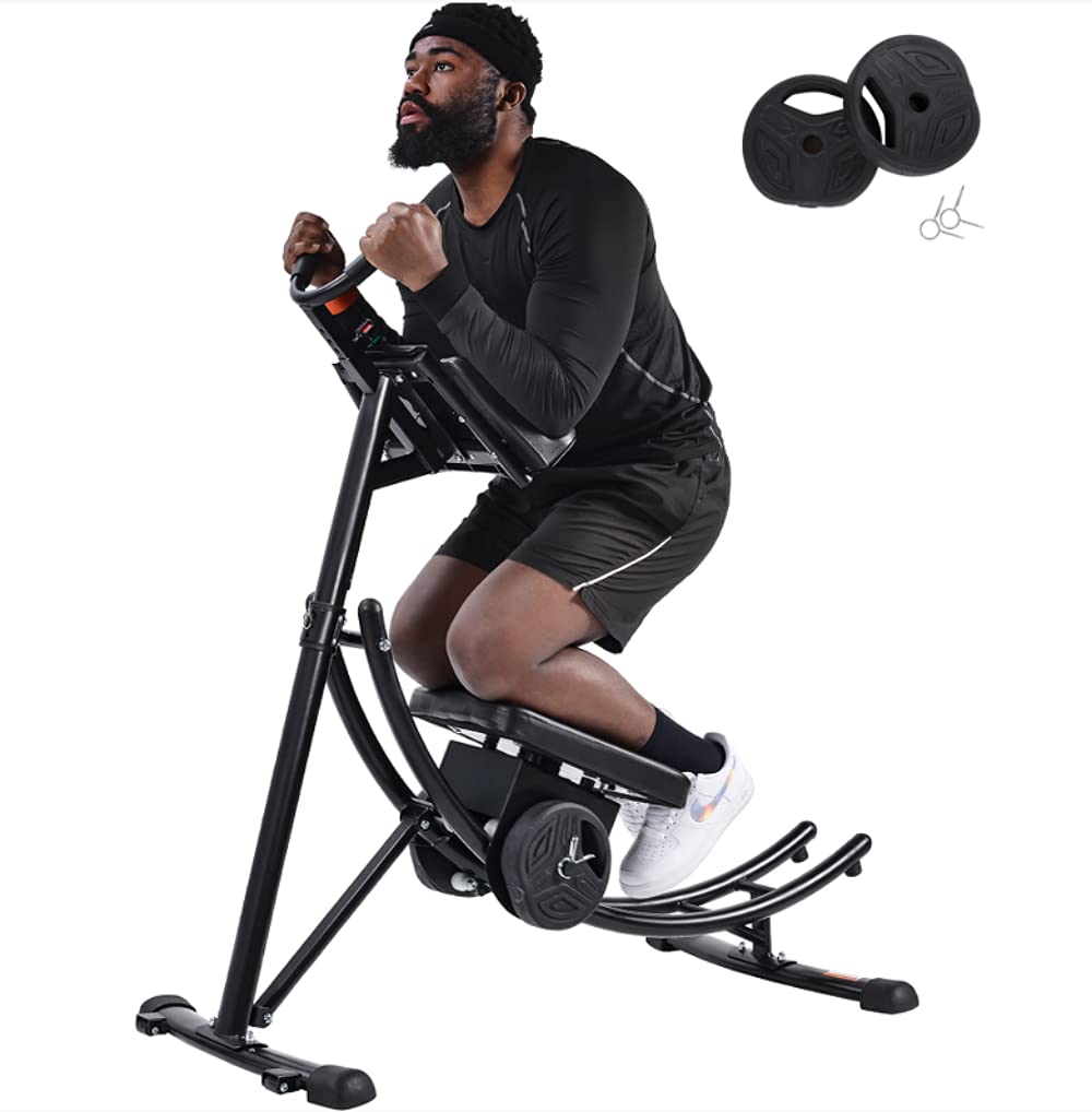 Foldable Ab Trainer - Core Abdominal Exercise Machine for Home Gym, Low Impact Workout Equipment with Neck & Back Support, Black - Perfect for Home Fitness, Toning & Strengthening Core Muscles