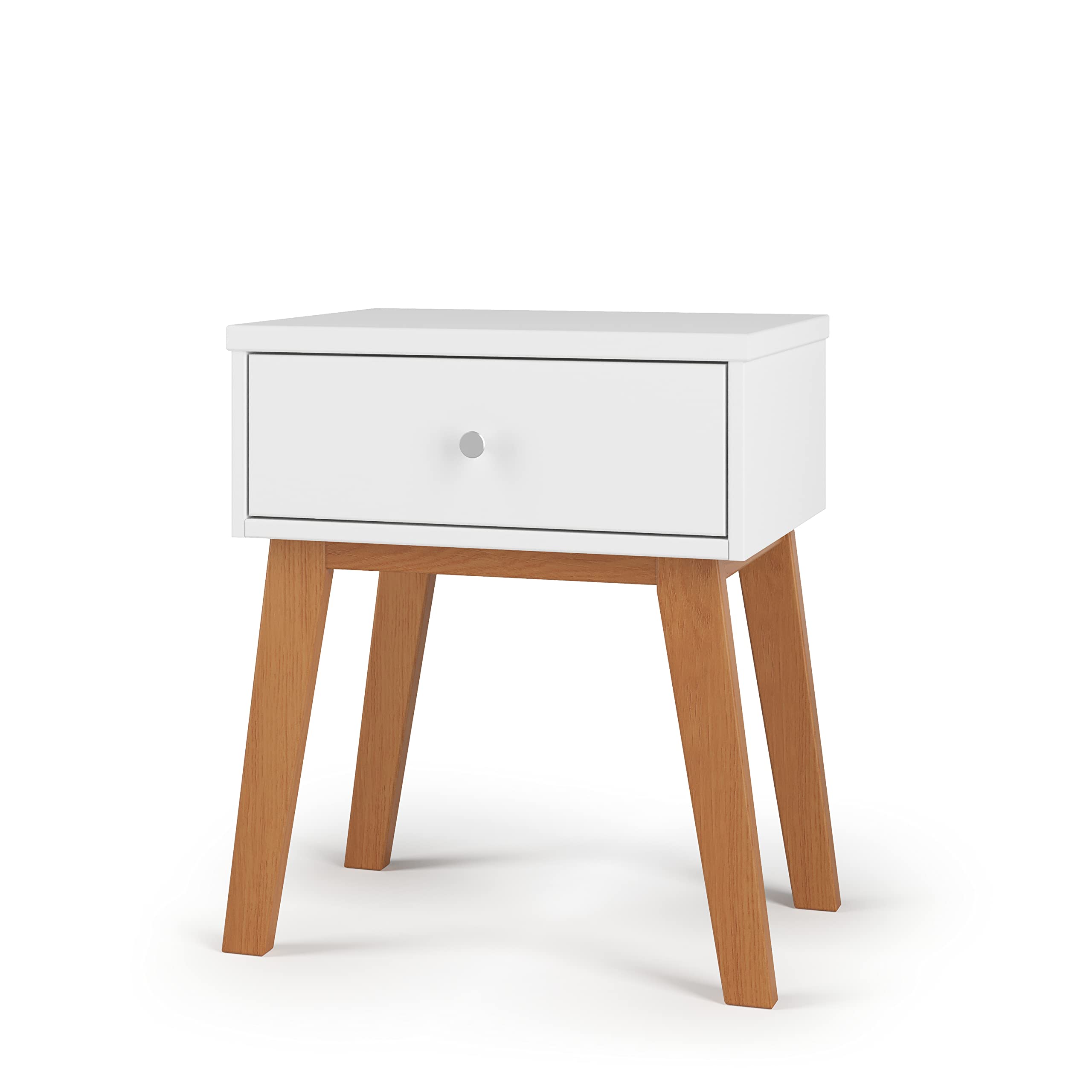 SOHO 1-Drawer Nightstand for Nursery or Bedroom - Sturdy Pinewood with Large Storage Drawer, Non-Toxic Baby-Safe Finish (White/Natural) - Perfect for Baby Rooms, Kids' Bedrooms & Guest Rooms