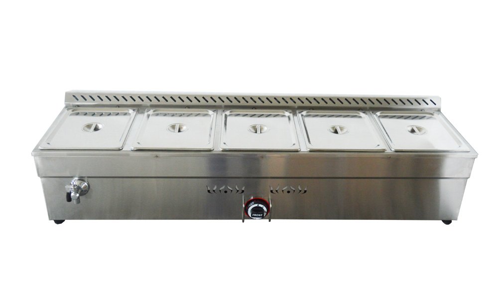 Commercial Propane Food Warmer - 5 Pan Buffet Bain Marie Soup Heater with 110V Steam for Catering, Restaurants & Outdoor Events - Perfect for Buffets, Canteens & Large Gatherings