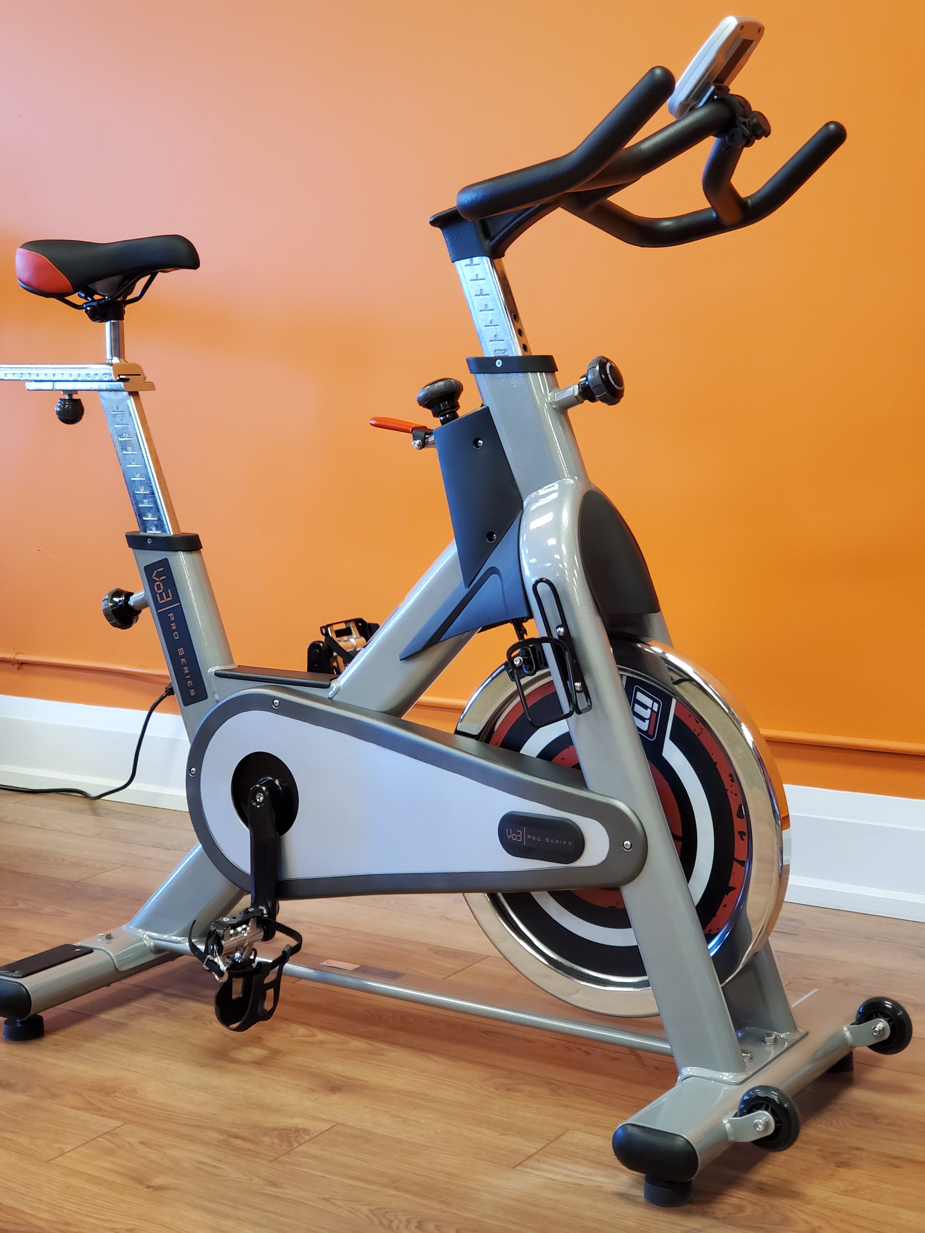 VO3 Indoor Spin Bike with LCD Monitor - Stationary Exercise Bike for Home Workouts, Cardio & Fitness Training - Perfect for Small Spaces & Apartment Gym