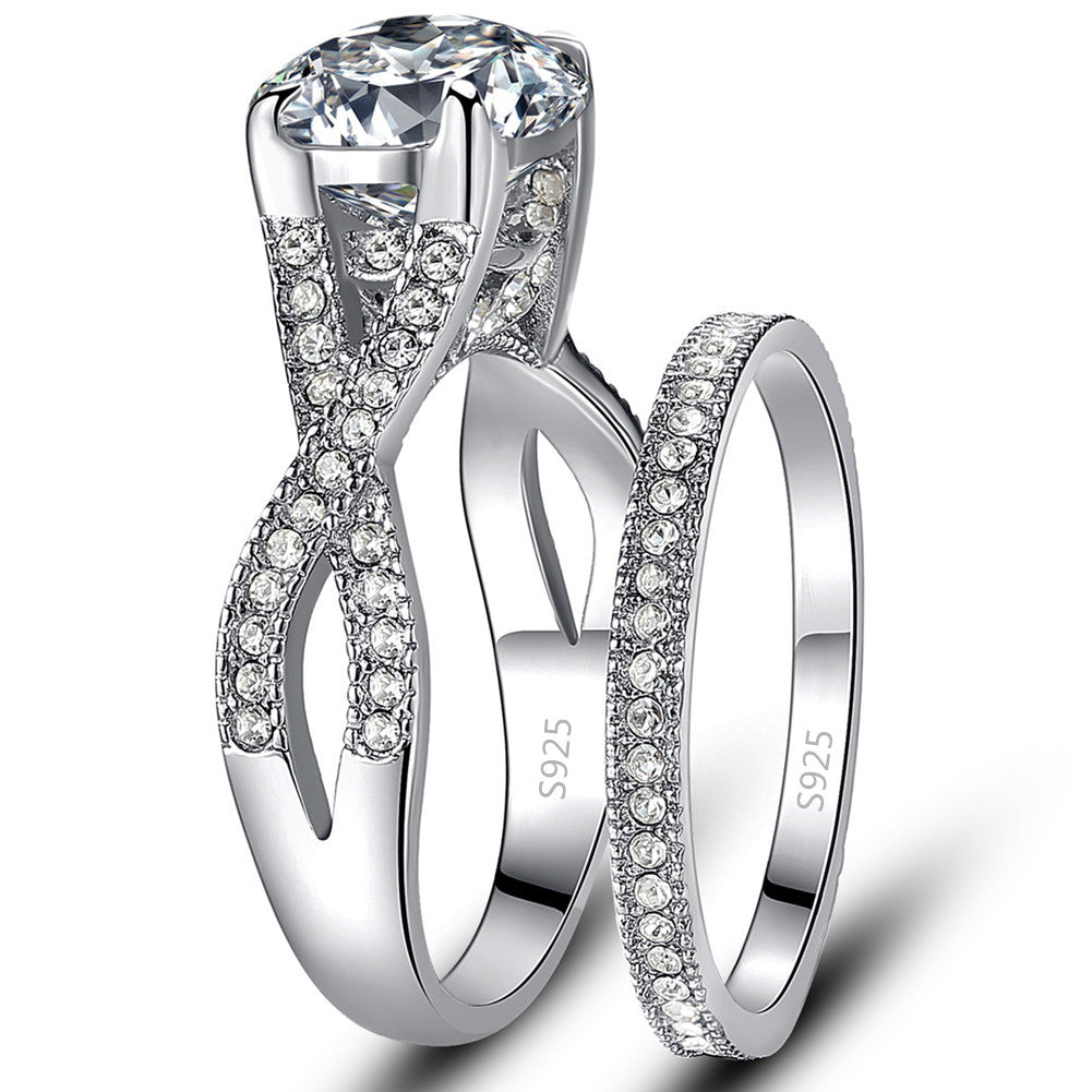 MABELLA Sterling Silver Cubic Zirconia Infinity Solitaire Ring for Women - Wedding, Engagement & Anniversary Jewelry Gift - Perfect for Bridal, Proposal & Romantic Occasions