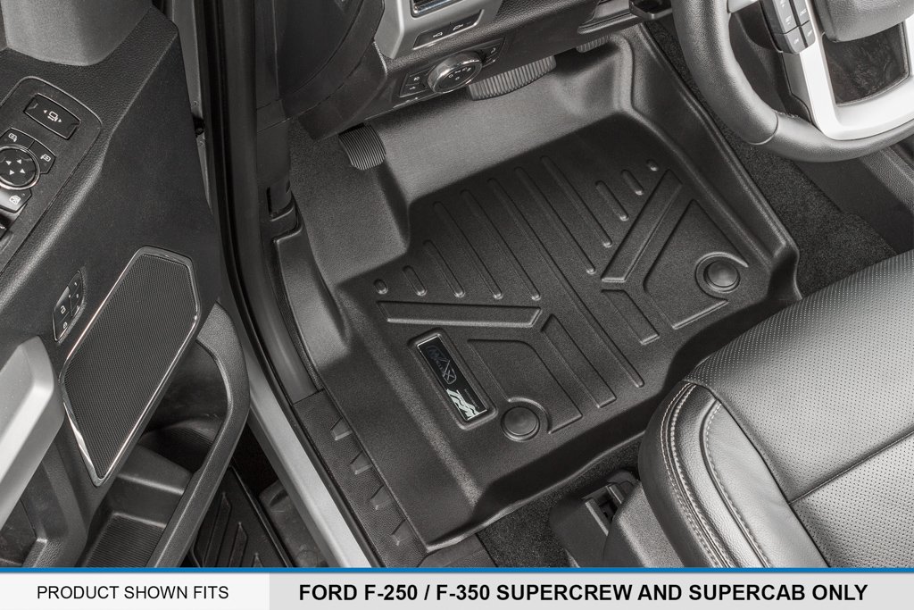 MAXLINER All-Weather Floor Mats for 2017-2022 Ford F-250/F-350 Super Duty Crew Cab - Heavy Duty Black Rubber Liners with 1st Row Bucket Seats Fit | Perfect for Off-Roading, Work Trucks & Winter Protection