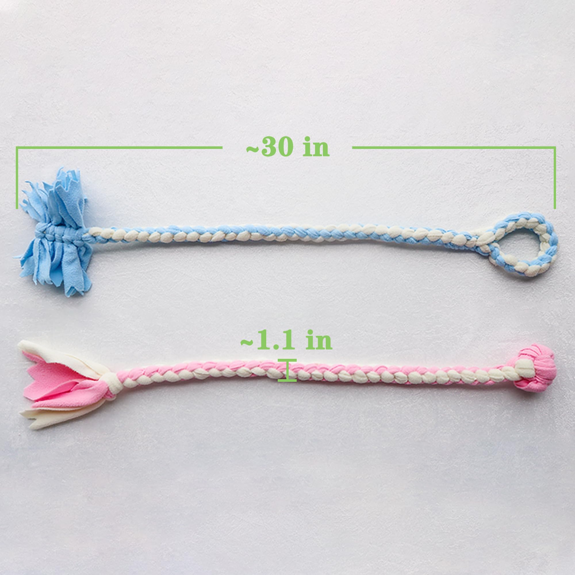 Baba&Nana Braided Fleece Dog Tug Toy with Ball - Durable Interactive Rope Toy for Large, Medium & Puppy Dogs (Blue/Pink) - Perfect for Tug of War, Fetch & Indoor/Outdoor Playtime