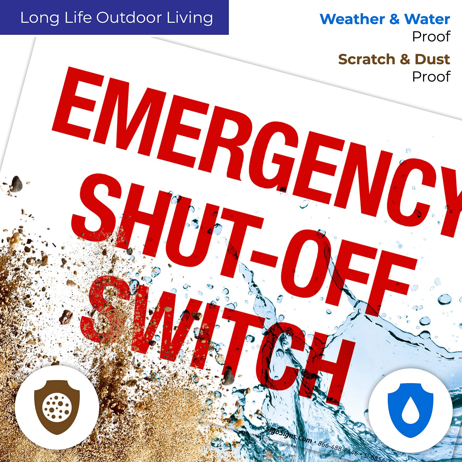 Emergency Shut-Off Switch Sign - 10x7 Inch Rust-Free .040 Aluminum - Fade Resistant for Indoor/Outdoor Use - Made in USA - Ideal for Factories, Warehouses & Industrial Safety Areas