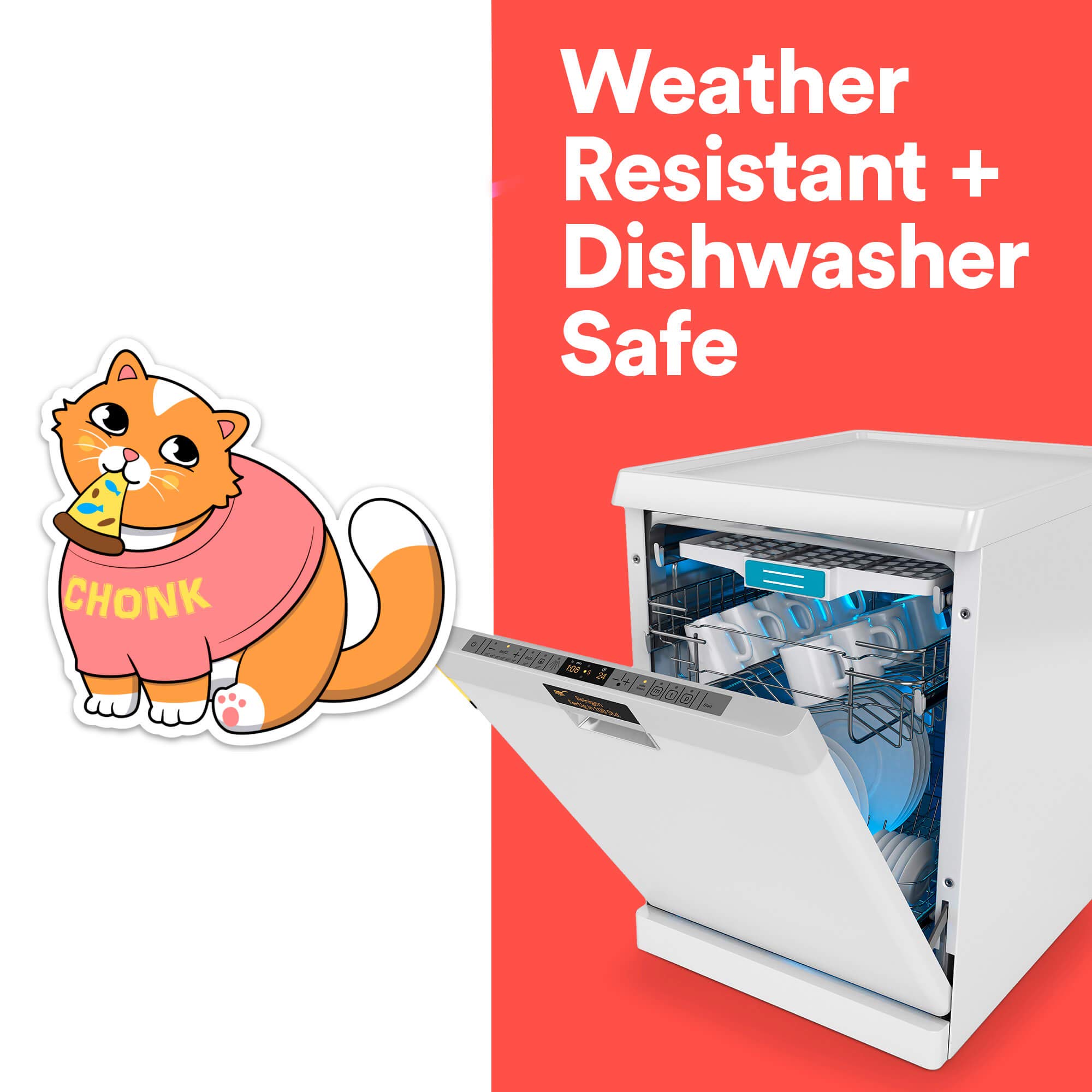Stickeroonie Fat Cat CHONK Funny Vinyl Stickers - 4