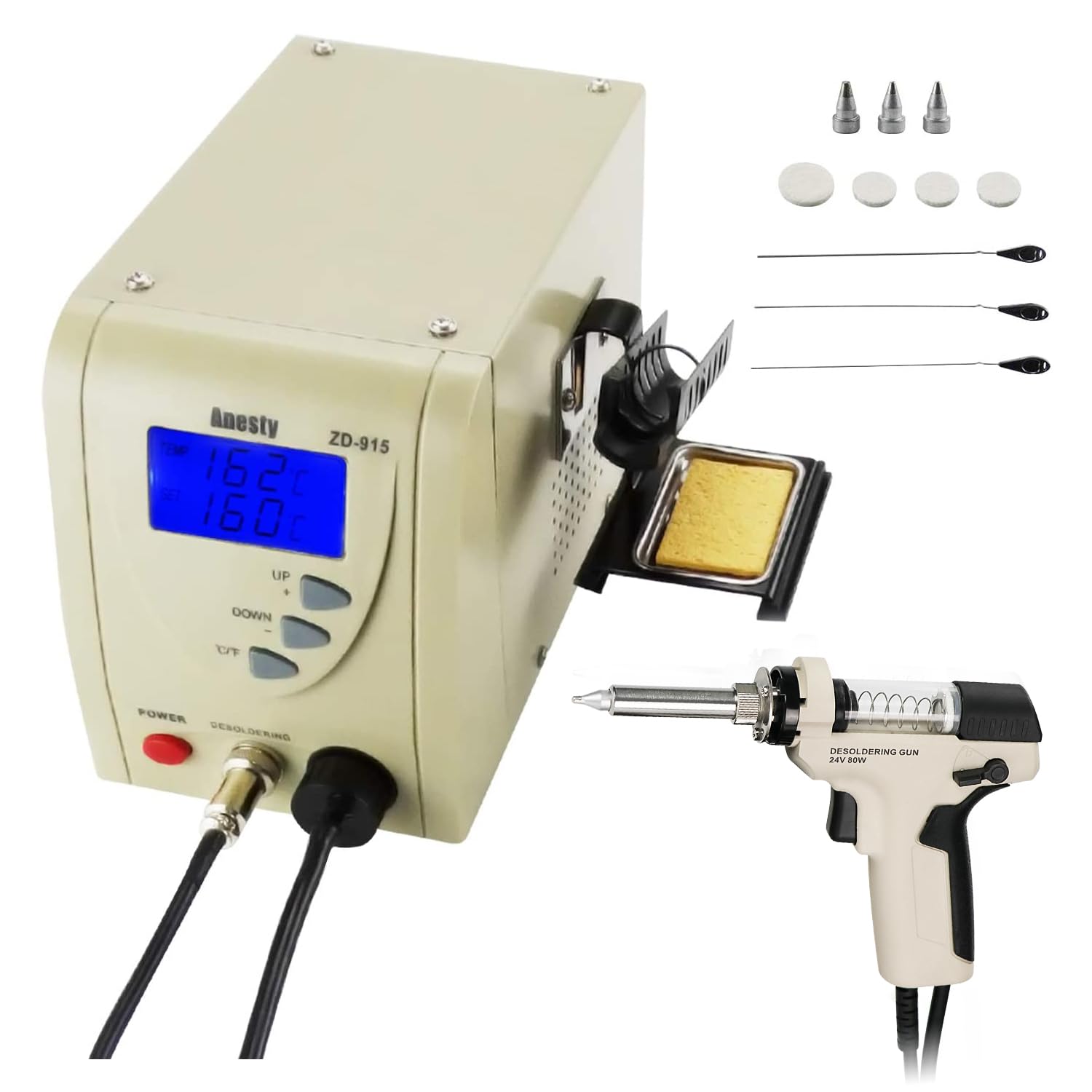 Anesty ZD-915 Professional Digital Vacuum Desoldering Station with Built-in Pump - High Precision Soldering Iron Gun for PCB Repair, Electronics Rework & Circuit Board Maintenance
