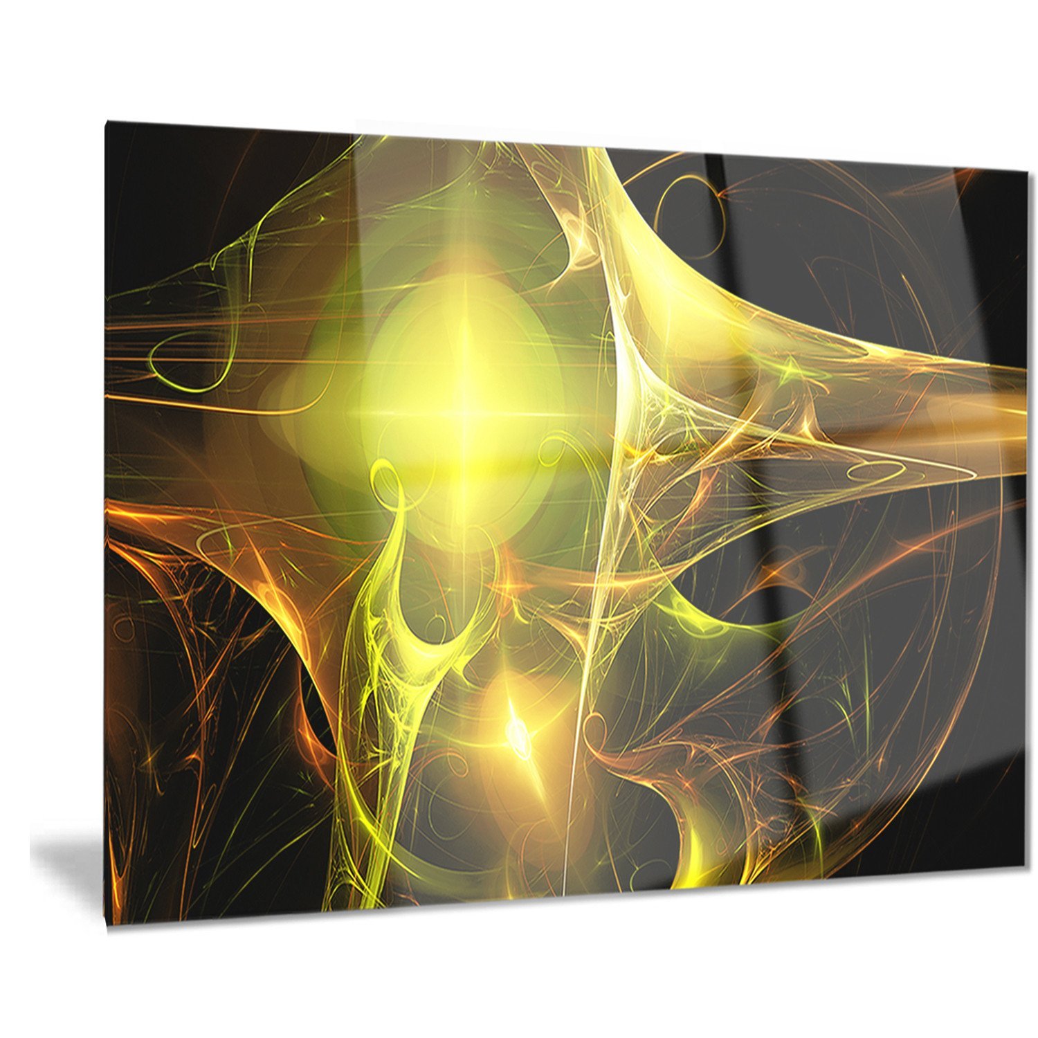 Designart Golden Bright Candle Abstract Digital Art Metal Wall Decor - 40x30 Inches Modern Home Artwork for Living Room, Bedroom & Office - 30''H x 40''W x 1''D
