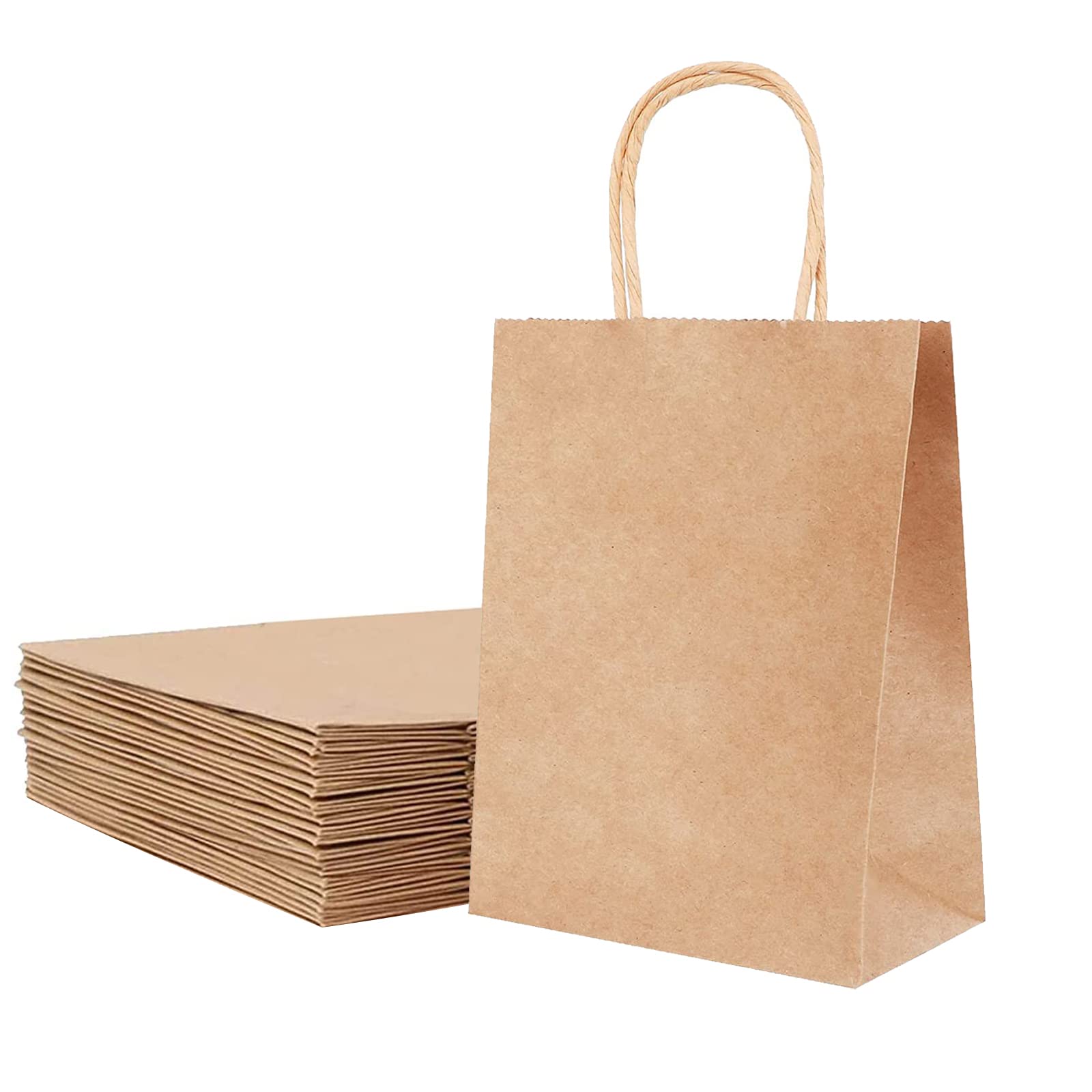 10 Pack Brown Kraft Paper Bags with Handles 10.6x4.33x8.26 Inches - Eco-Friendly Gift Bags Bulk for Shopping, Retail, Weddings & Parties | Perfect for Boutique Packaging, Party Favors & Sustainable Gift Wrapping