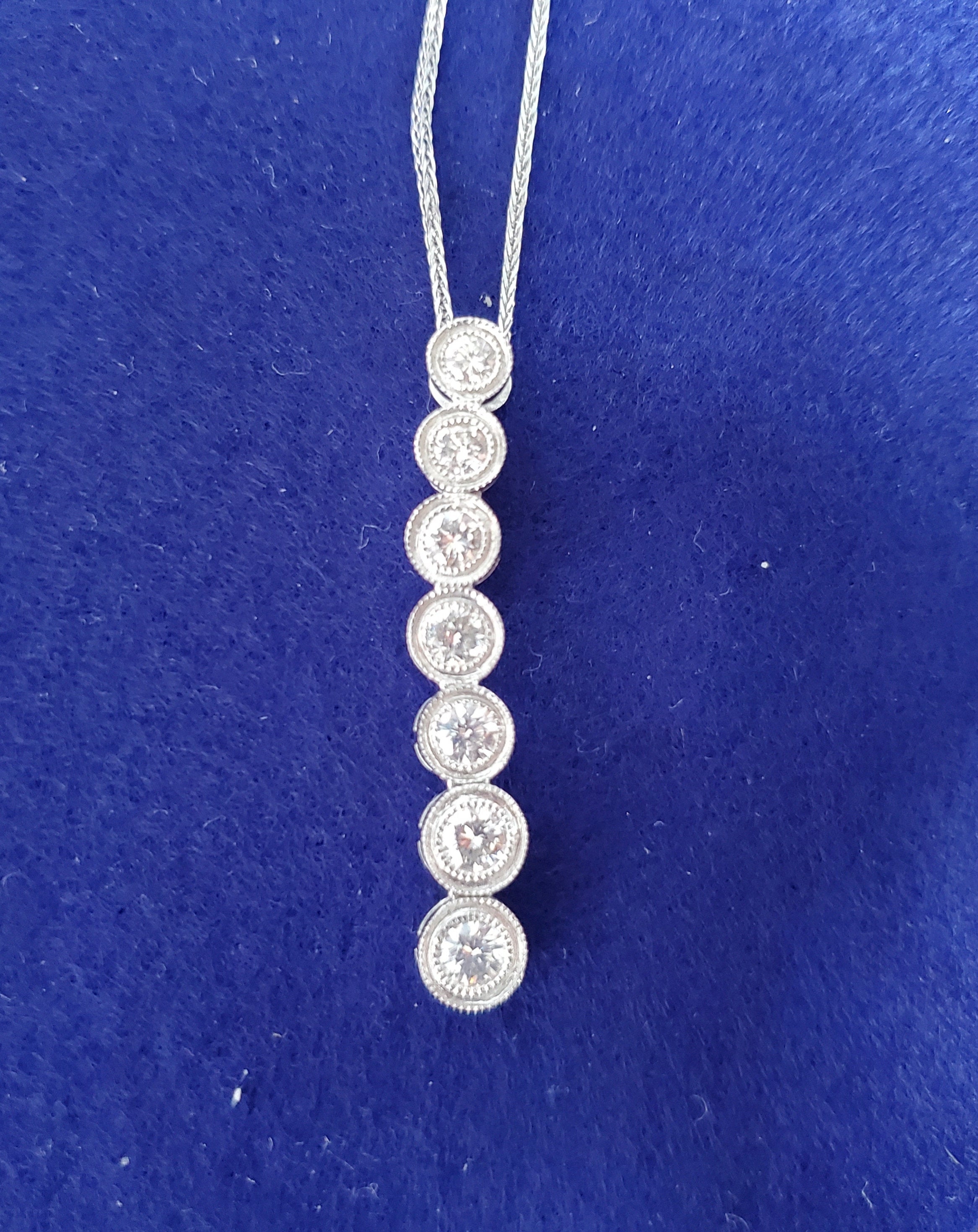 1.50cttw Vertical Bezel Set Diamond Necklace in 14K White Gold - Elegant Jewelry for Weddings, Anniversaries & Special Occasions