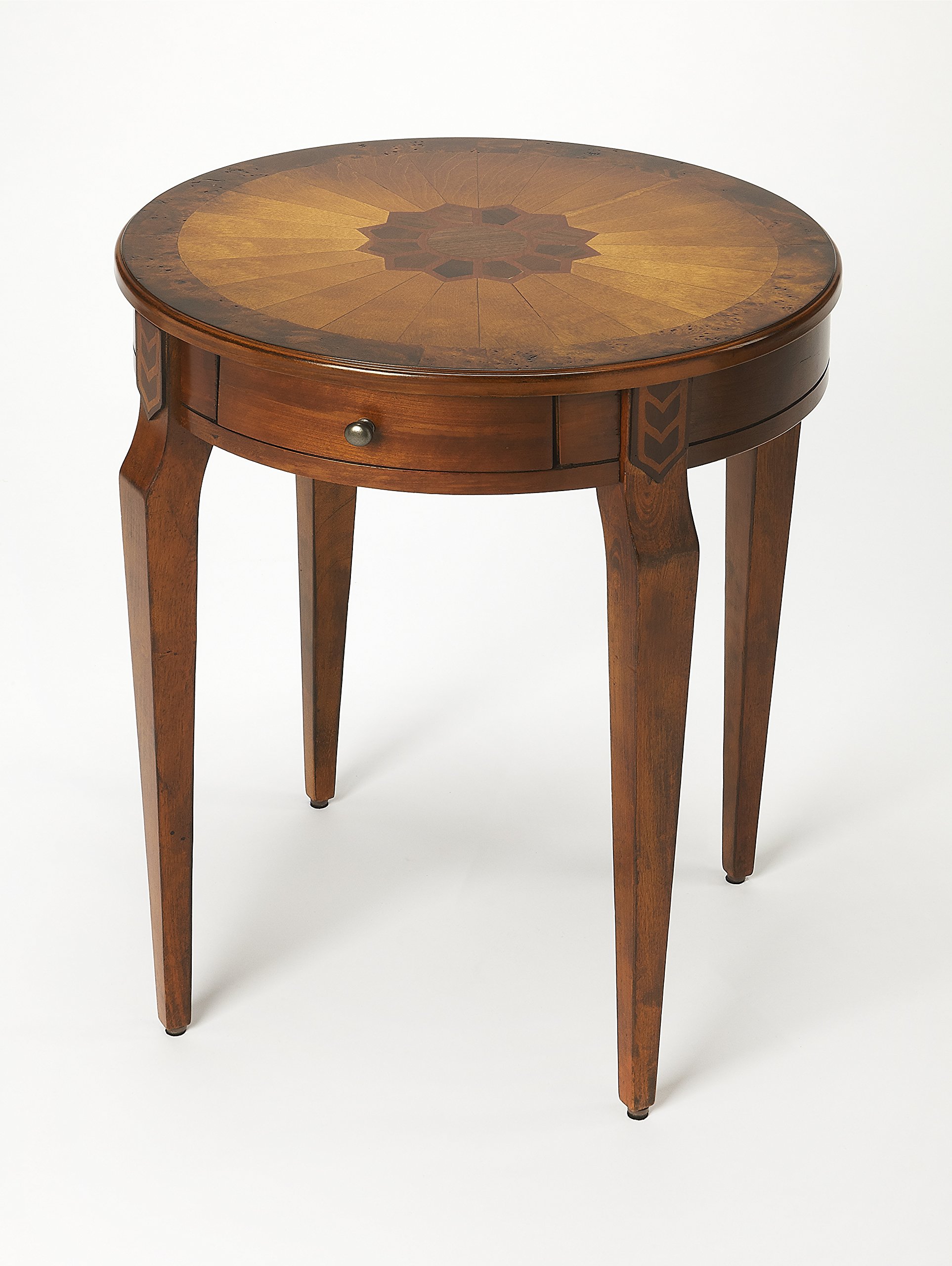 Butler Archer Olive Ash Burl Wood Side Table - Modern End Table for Living Room, Bedroom & Office Decor
