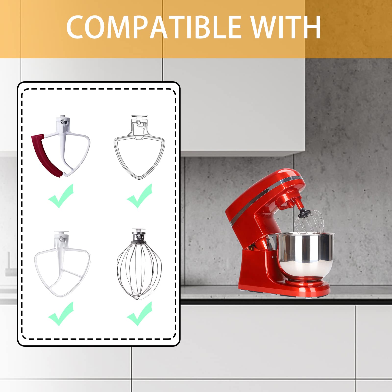 4-Pack Stand Mixer Attachment Holders | KitchenAid Mixer Accessory Organizer for Dough Hooks, Flat Beaters & Wire Whips | Space-Saving Kitchen Storage Solution for Baking Enthusiasts | Perfect for Countertop Organization & Small Kitchen Spaces