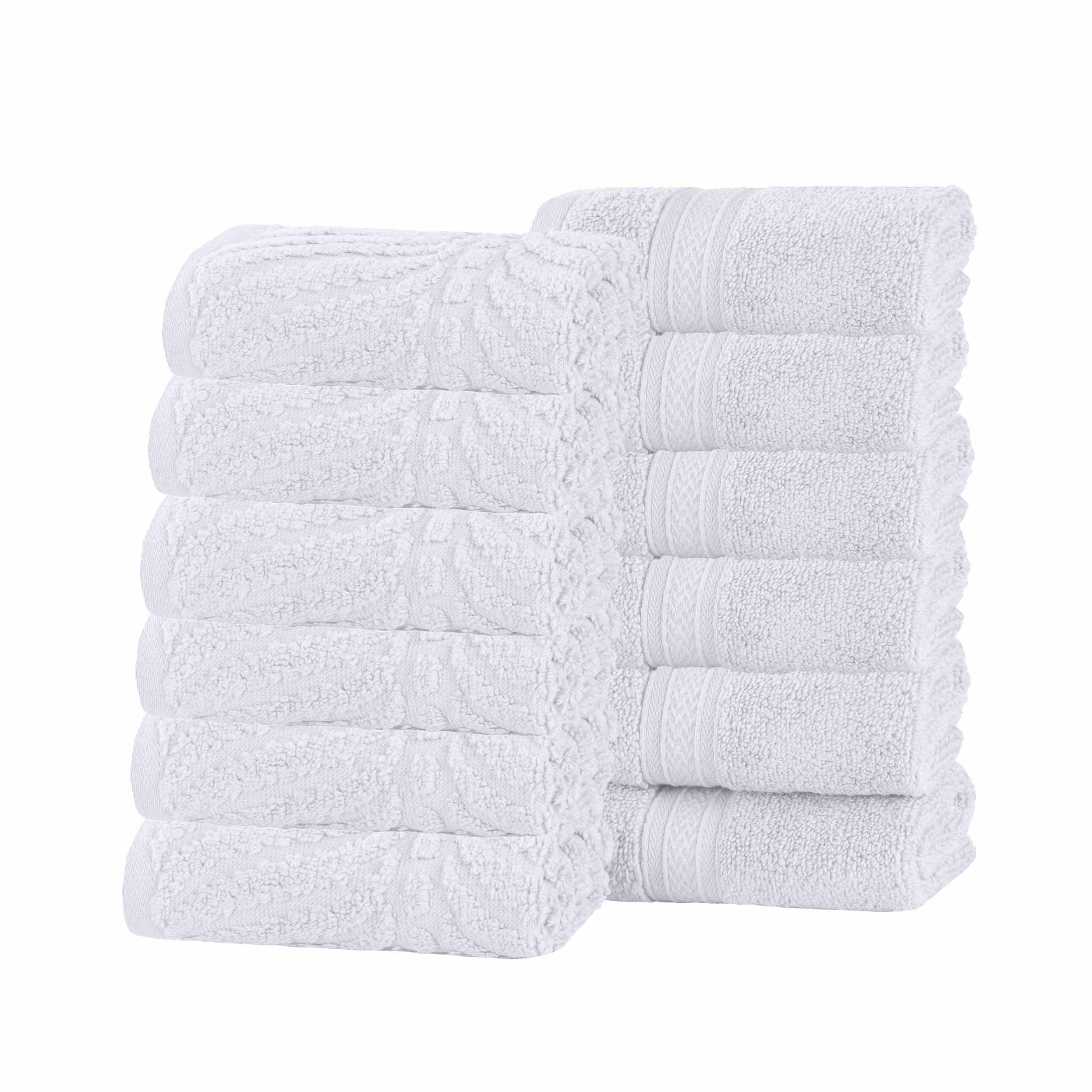 Premium Zero Twist Cotton Jacquard Chevron Face Towels - Set of 12 | Ultra Soft Bath & Hand Towels for Spa, Guest Bathroom & Luxury Home Decor