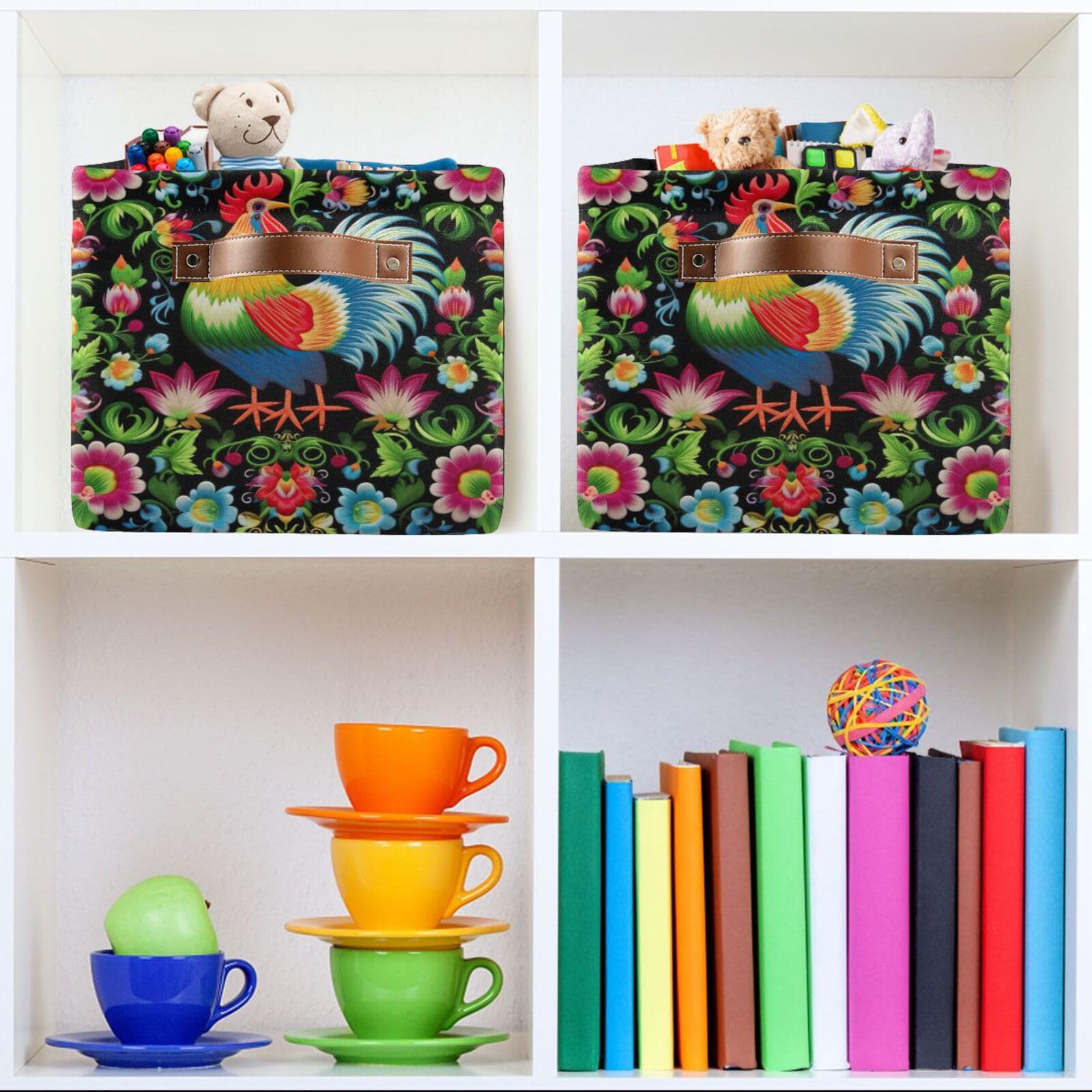 Foldable Canvas Storage Baskets with Handles - 2 Pack Rectangle Fabric Organizer Boxes for Home, Office & Closet | Perfect for Clothes, Toys & Home Decor Organization