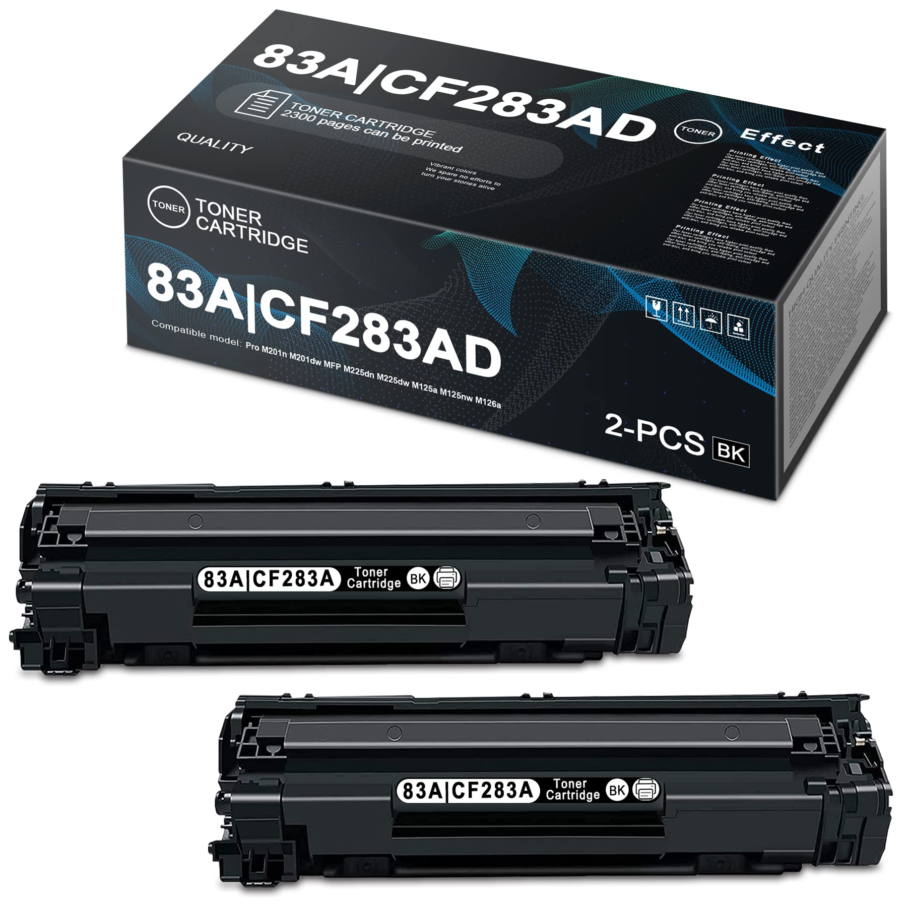 ALUMUINK 83A/CF283AD Compatible Toner Cartridge (2-Pack, Black) - Replacement for HP 83A Pro M201n/M201dw/M225dn/M225dw/M125 Series/M127/M128 Printers | High-Yield Printing for Office Documents, Reports & Business Materials