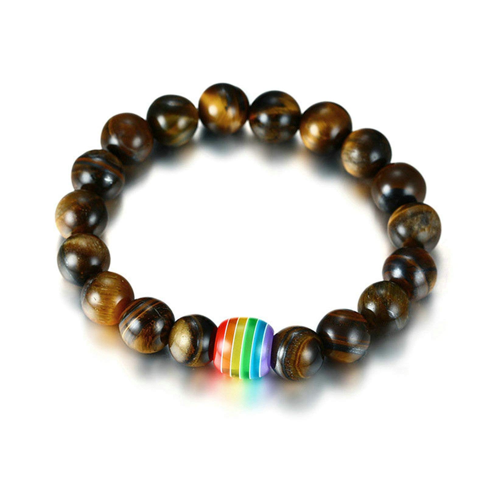 KnSam Stainless Steel Bracelet for Men & Women - Silver & Black Beaded Charm Bracelet with Elastic Band - Unisex Fashion Jewelry for Casual Wear, Gifts & Everyday Style